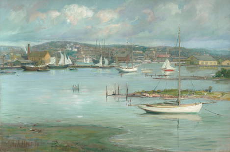 Charles Abel Corwin (1857-1938) Inner Harbor,: Charles Abel Corwin (1857-1938) Inner Harbor, Gloucester signed '•Charles•Abel•Corwin•SWA•' (lower left) oil on canvas 24 1/8 x 36 1/8 in. (61.3 x 91.8 cm.) Footnotes: Pr