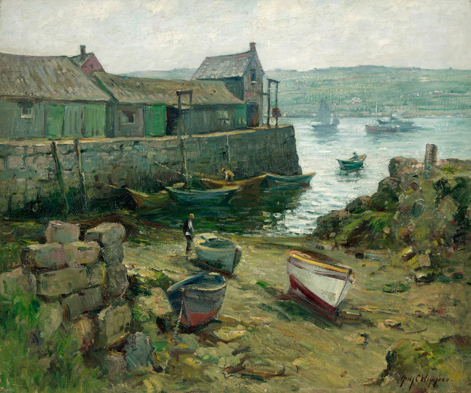 Guy Carleton Wiggins (1883-1962) Morning and Low Tide: Guy Carleton Wiggins (1883-1962) Morning and Low Tide signed 'Guy C Wiggins.' (lower right) and titled and signed again (on the reverse) oil on canvas 25 1/4 x 30 3/8 in. (64.1 x 77.2 cm.) Painted cir