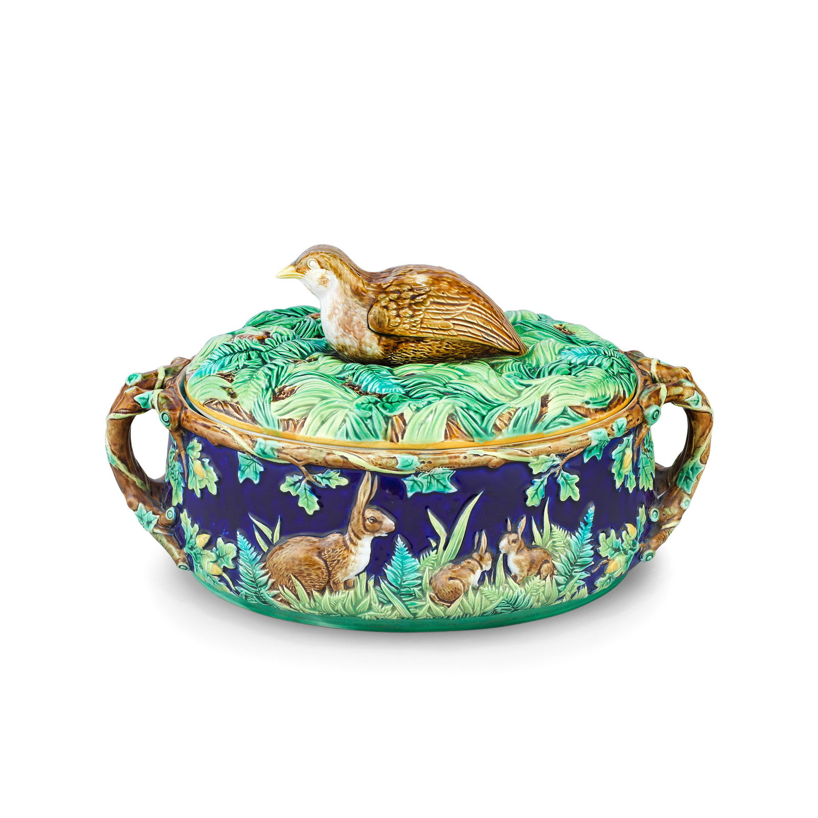 A George Jones Majolica game pie dish, cover and liner, (1 of 1)