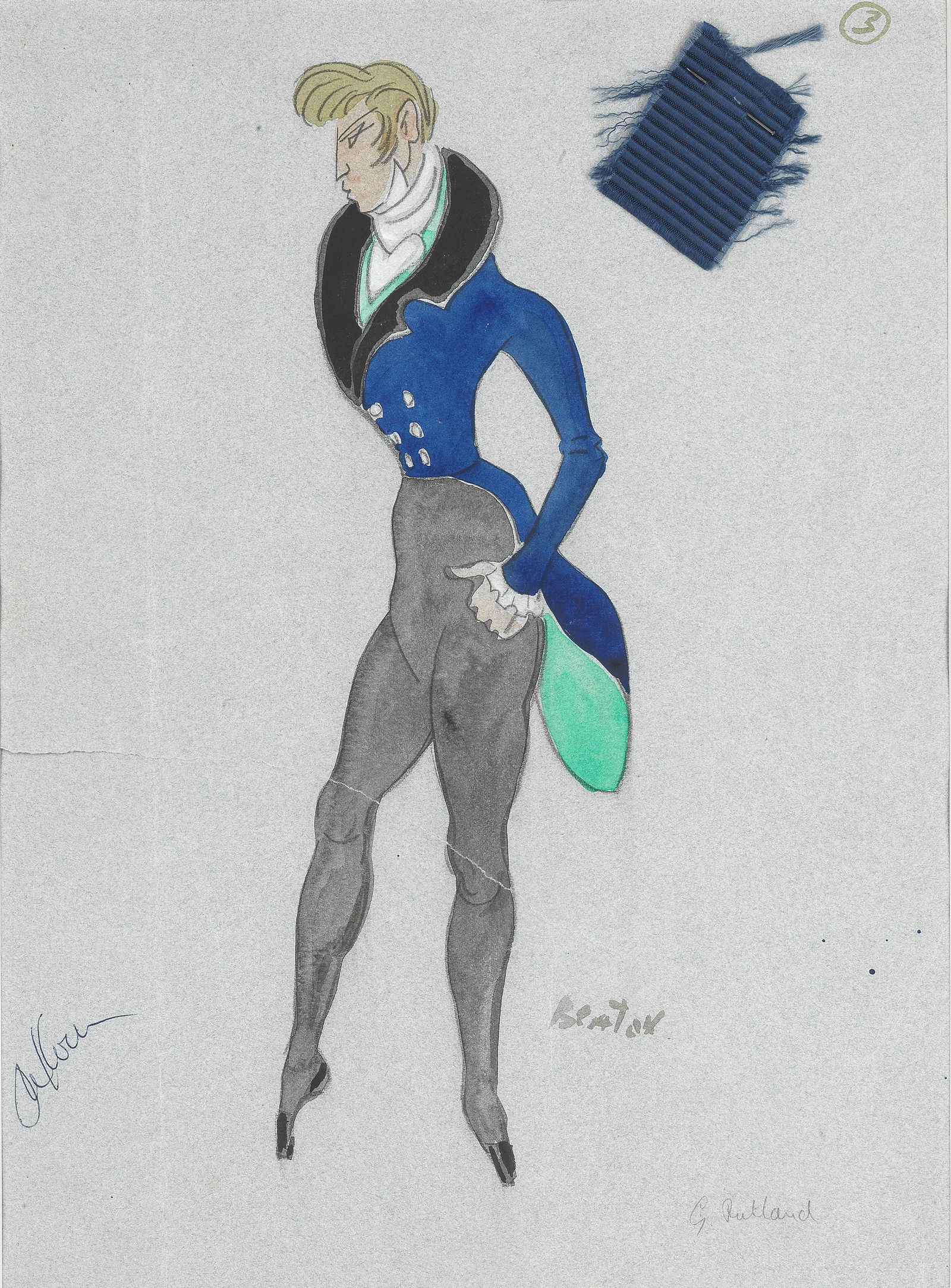 Cecil Beaton (British, 1904-1980) Costume Design from: Cecil Beaton (British, 1904-1980) Costume Design from On a Clear Day You Can See Forever signed 'BEATON' (lower right); further signed Howard Koch (lower left), bears inscription 'G. Rutland' (lower r