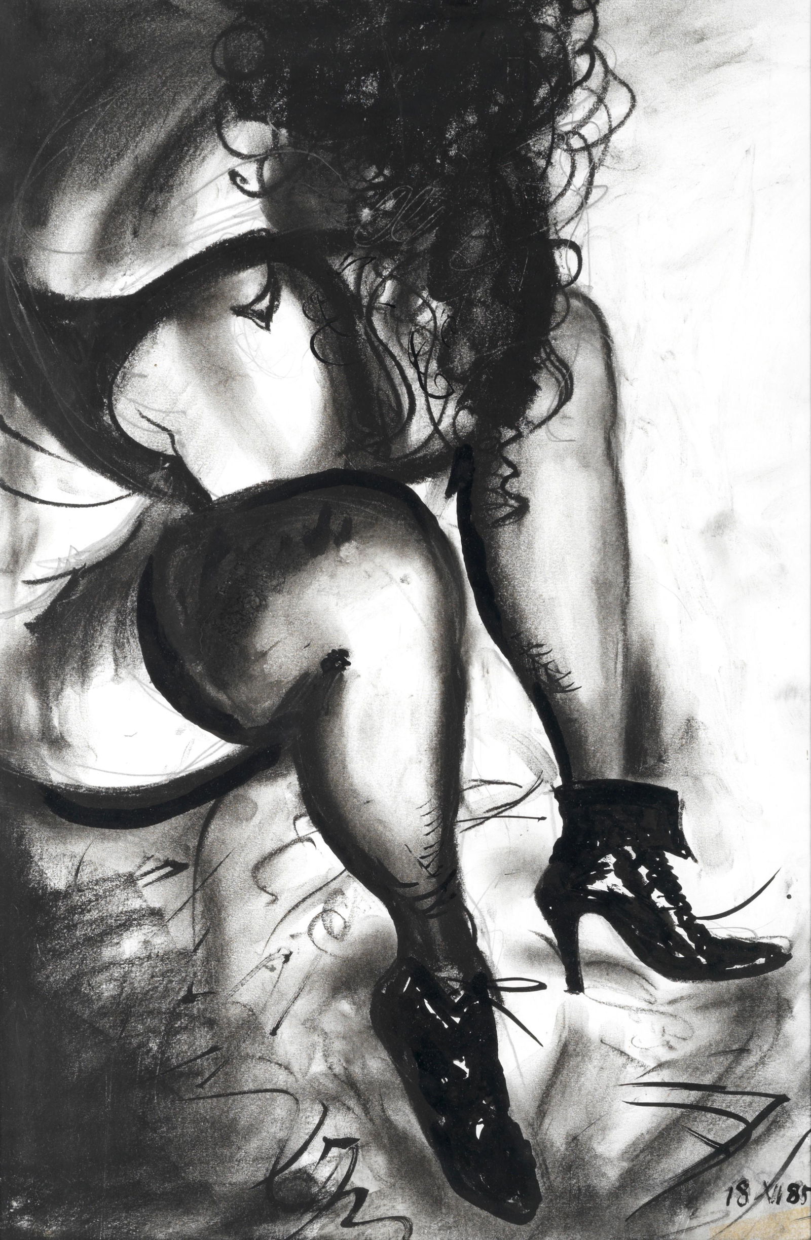 John Piper C.H. (British, 1903-1992) Seated Female: John Piper C.H. (British, 1903-1992) Seated Female Figure dated '18 XII 85' (lower right), stamped with artist's signature and initials (verso) charcoal, ink and pencil on paper 49 x 32cm (19 5/16 x 1