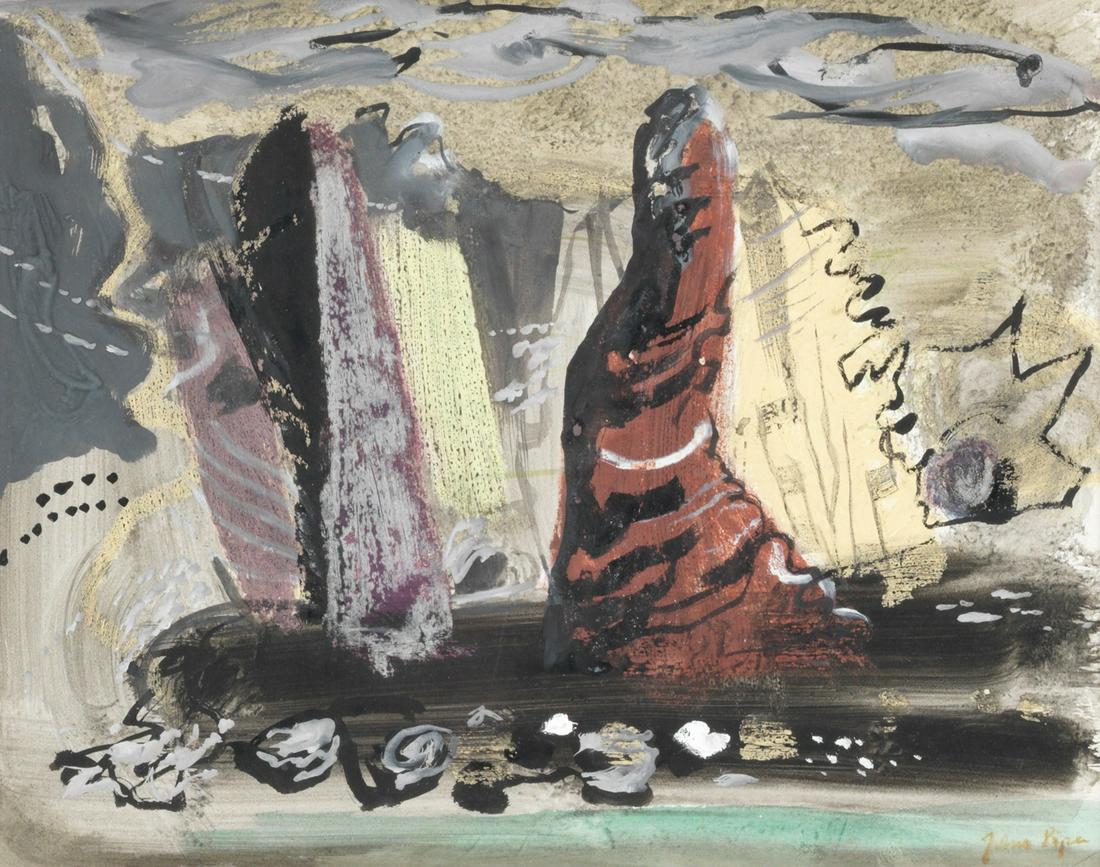 John Piper C.H. (British, 1903-1992) Bullslaughter Bay,: John Piper C.H. (British, 1903-1992) Bullslaughter Bay, near Portmadoc signed 'John Piper' (lower right) watercolour, gouache and pastel on paper 27.5 x 35.5cm (10 13/16 x 14in). Footnotes: