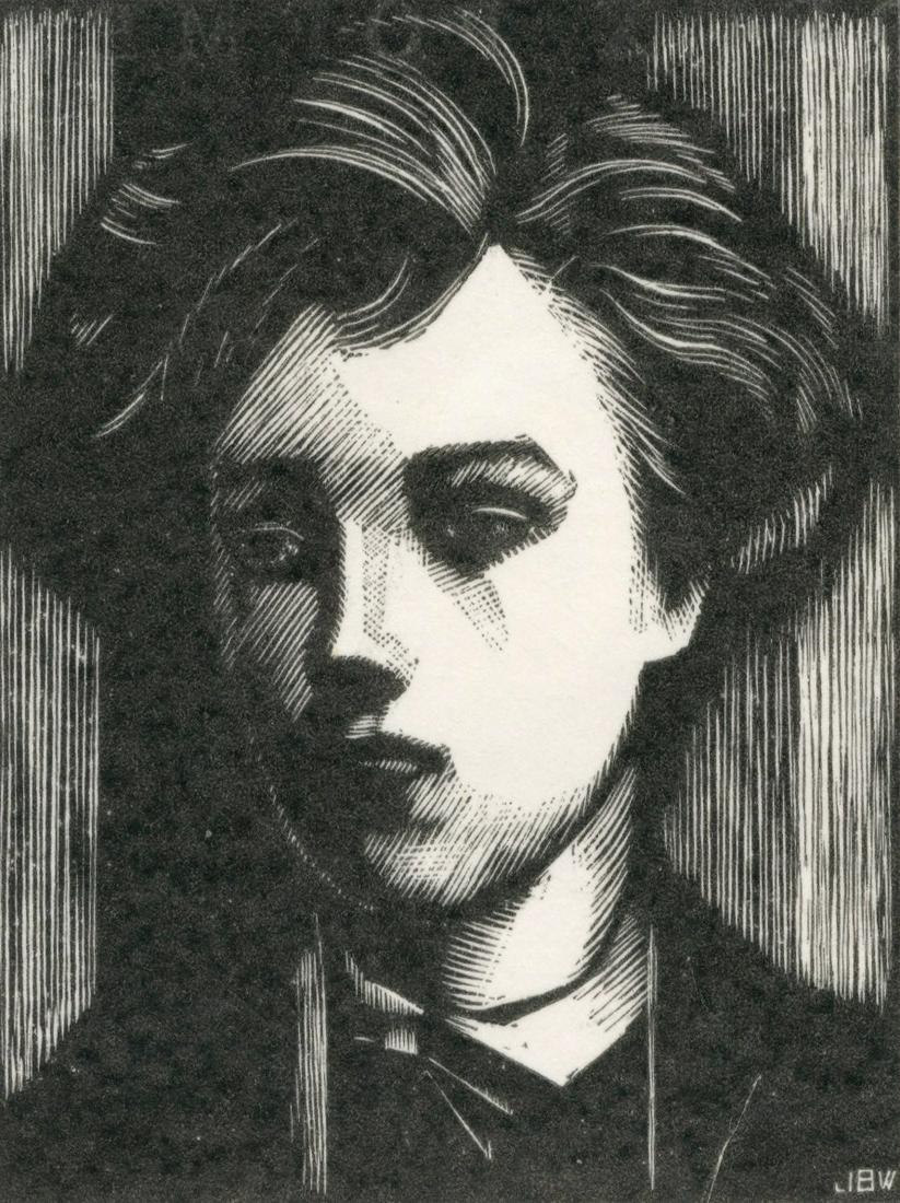 BUCKLAND WRIGHT (JOHN) RIMBAUD (ARTHUR) Deux poè: BUCKLAND WRIGHT (JOHN) RIMBAUD (ARTHUR) Deux poèmes, ONE OF 30 COPIES, woodcut frontispiece portrait of Rimbaud, title vignette and 3 woodcut illustrations by John Buckland Wright, on Barcham Gr