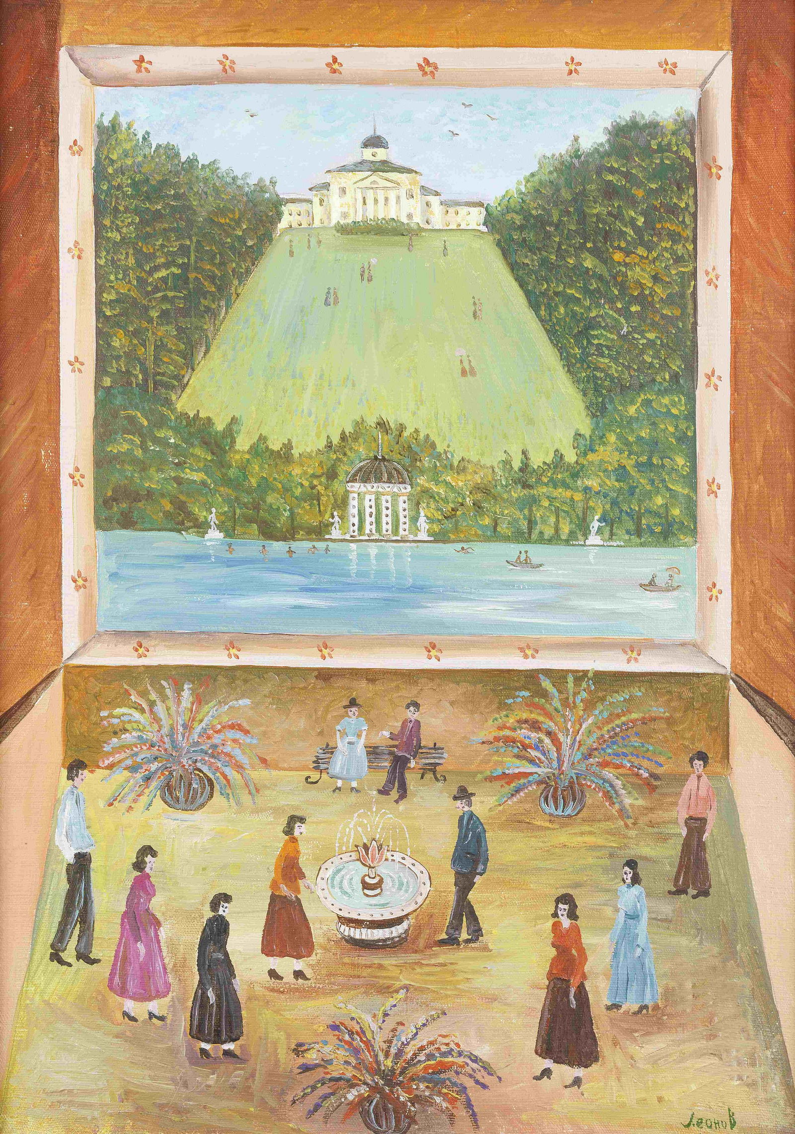 Pavel Leonov (Russian, 1920-2011), By The Manor: Pavel Leonov (Russian, 1920-2011) By the Manor signed in Cyrillic (lower right) oil on canvas 67 x 48cm (26 3/8 x 18 7/8in). Footnotes: Provenance Acquired directly from the a