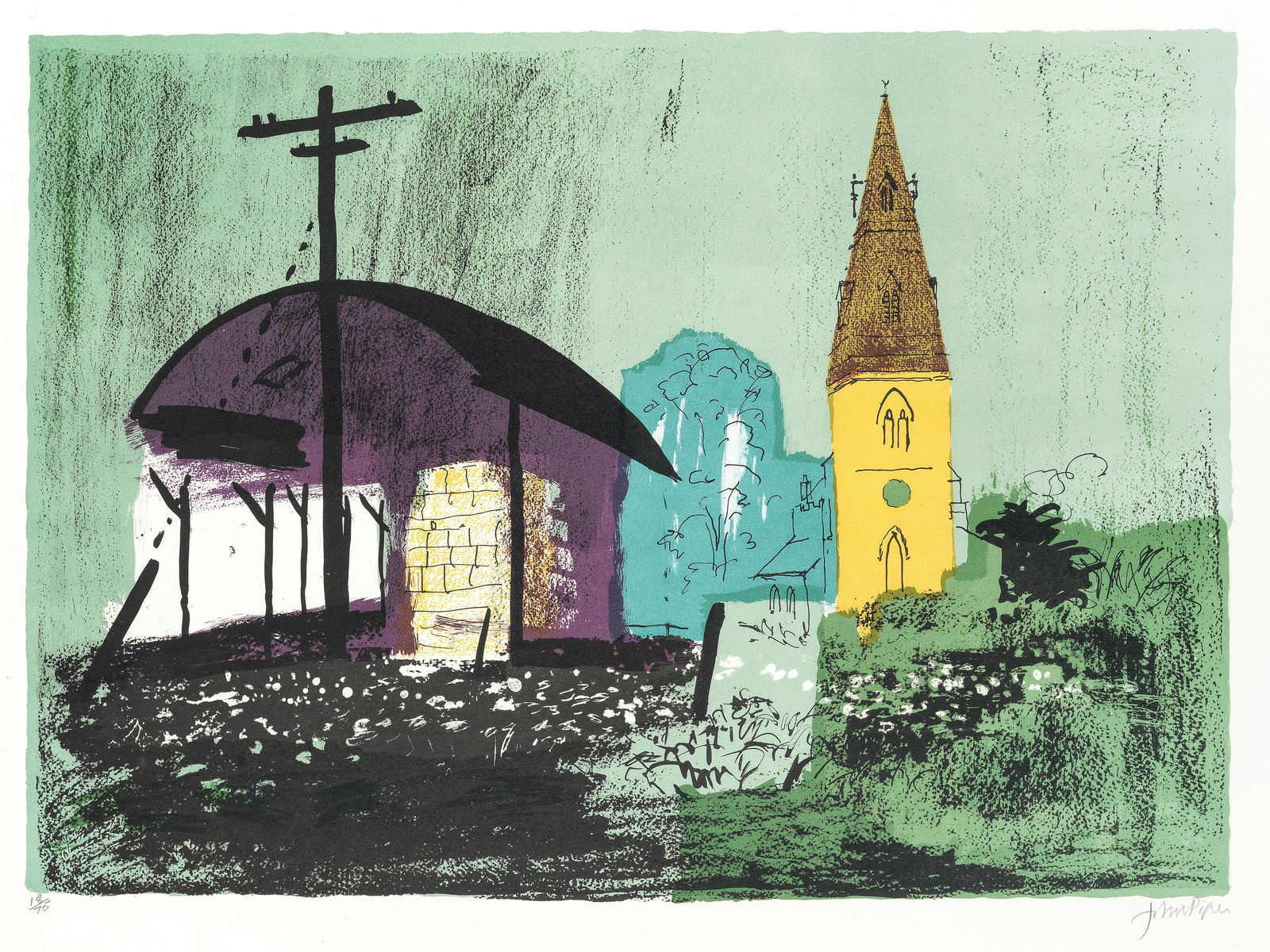 John Piper C.H. (British, 1903-1992) Seaton Lithograph: John Piper C.H. (British, 1903-1992) Seaton (Levinson 282) Lithograph printed in colours, 1978, on wove, signed and numbered 18/75 in pencil, printed by Curwen Studio, Chilford, published by Orde Levi