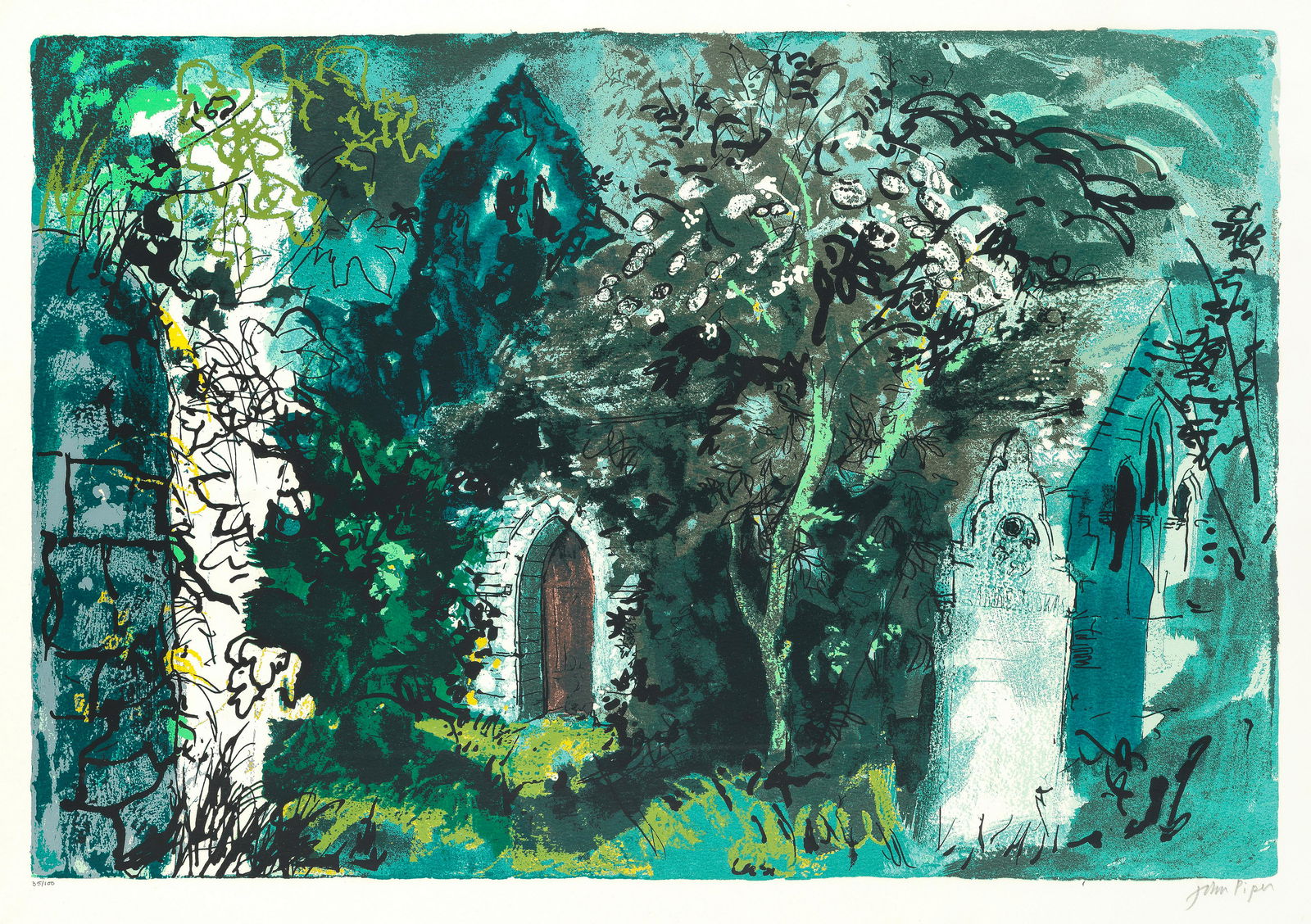 John Piper C.H. (British, 1903-1992) Castlebythe: John Piper C.H. (British, 1903-1992) Castlebythe (Levinson 366) Screenprint in colours, 1983, on Arches, signed and numbered 35/100 in pencil, printed by Kelpra Studio, London, published by Christie's