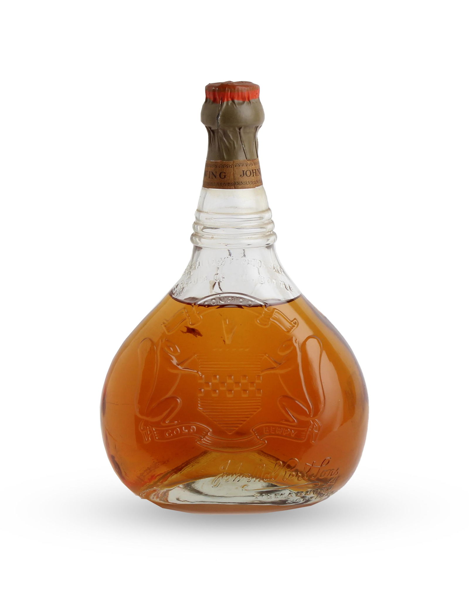 Johnnie Walker Swing: Johnnie Walker Swing Blended and bottled by John Walker & Sons, Kilmarnock. Stopper cork, embossed lead capsule. Neck label, embossed bottle. Level: high/mid shoulder. No spirit strength or capacity s