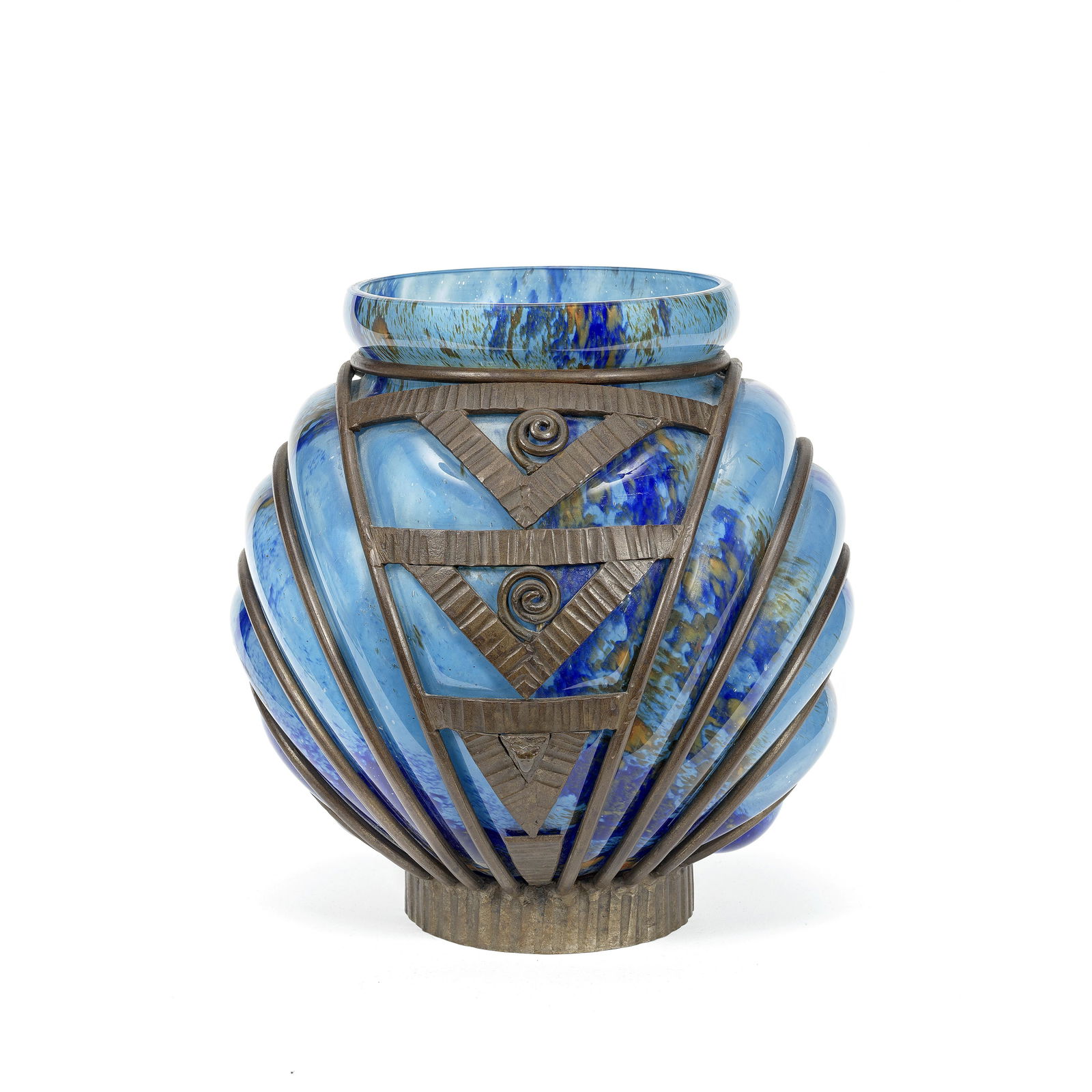 Louis Majorelle and Daum: Louis Majorelle and Daum Vase, circa 1925 Glass, wrought iron. 26.6 cm high Underside engraved L Majorelle/Daum Nancy France with the Cross of Lorraine.