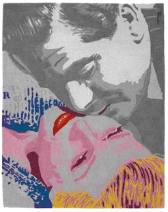 BERNARD RANCILLAC (Born 1931) Le baiser circa 1989: BERNARD RANCILLAC (Born 1931) Le baiser circa 1989 monogrammé tapisserie signed with the artist's initial tapestry 184 x 150 cm. 72 7/16 x 59 1/16 in. Exécuté circa 19