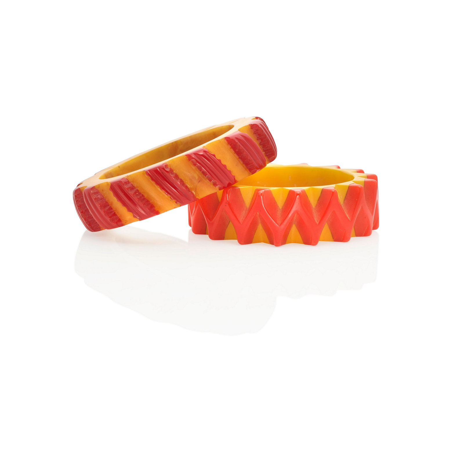 TWO BAKELITE LAMINATED BANGLE BRACELETS (1 of 1)