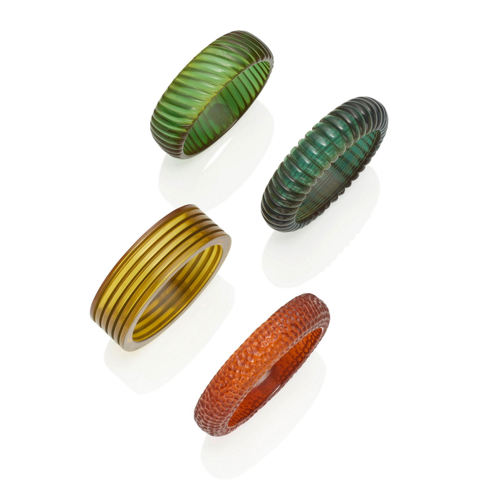 FOUR BAKELITE TRANSLUCENT BANGLE BRACELETS (1 of 1)