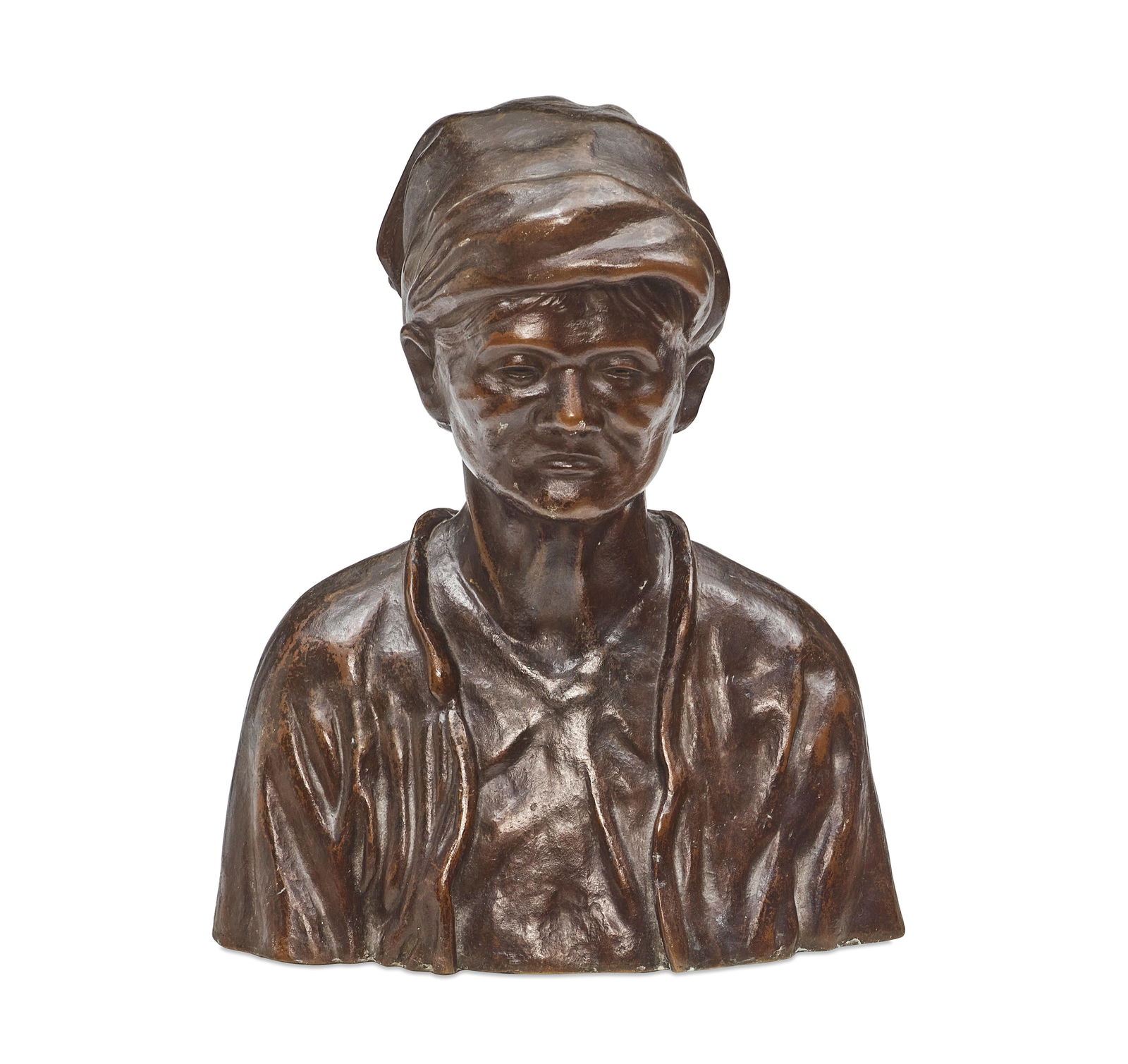 A VIETNAMESE PATINATED BRONZE BUST OF AN ELDER (1 of 3)