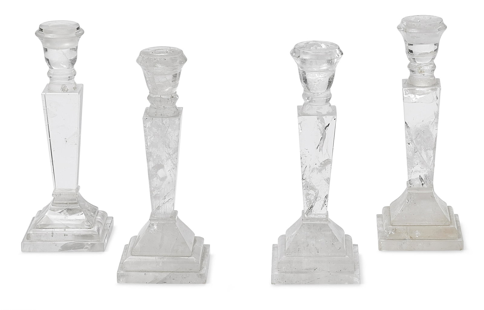 A SET OF FOUR ROCK CRYSTAL CANDLESTICKS (1 of 1)