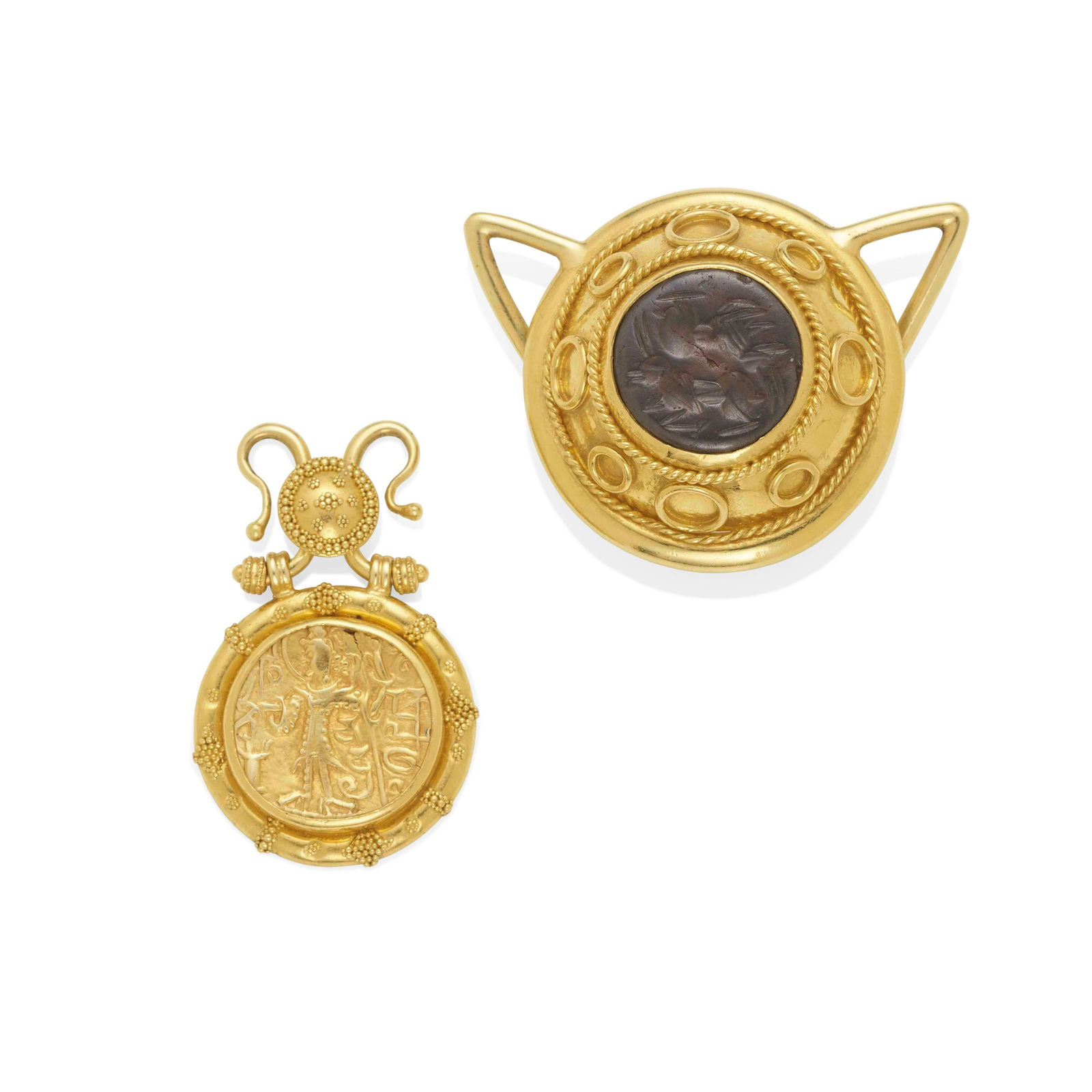 LUNA FELIX: TWO 22K GOLD AND COIN PENDANT ENHANCERS (1 of 1)