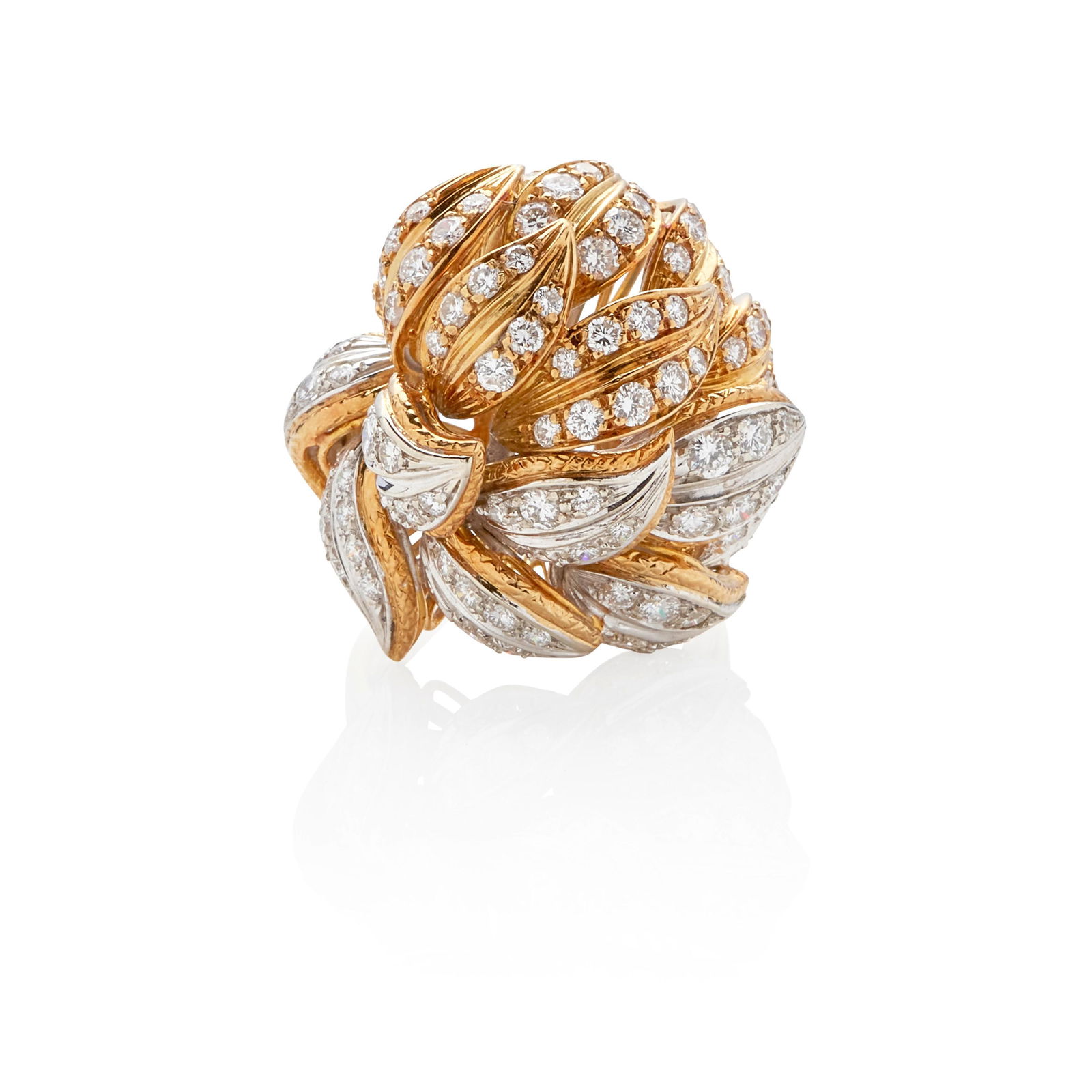 AN 18K BI-COLOR GOLD AND DIAMOND LEAF RING (1 of 4)