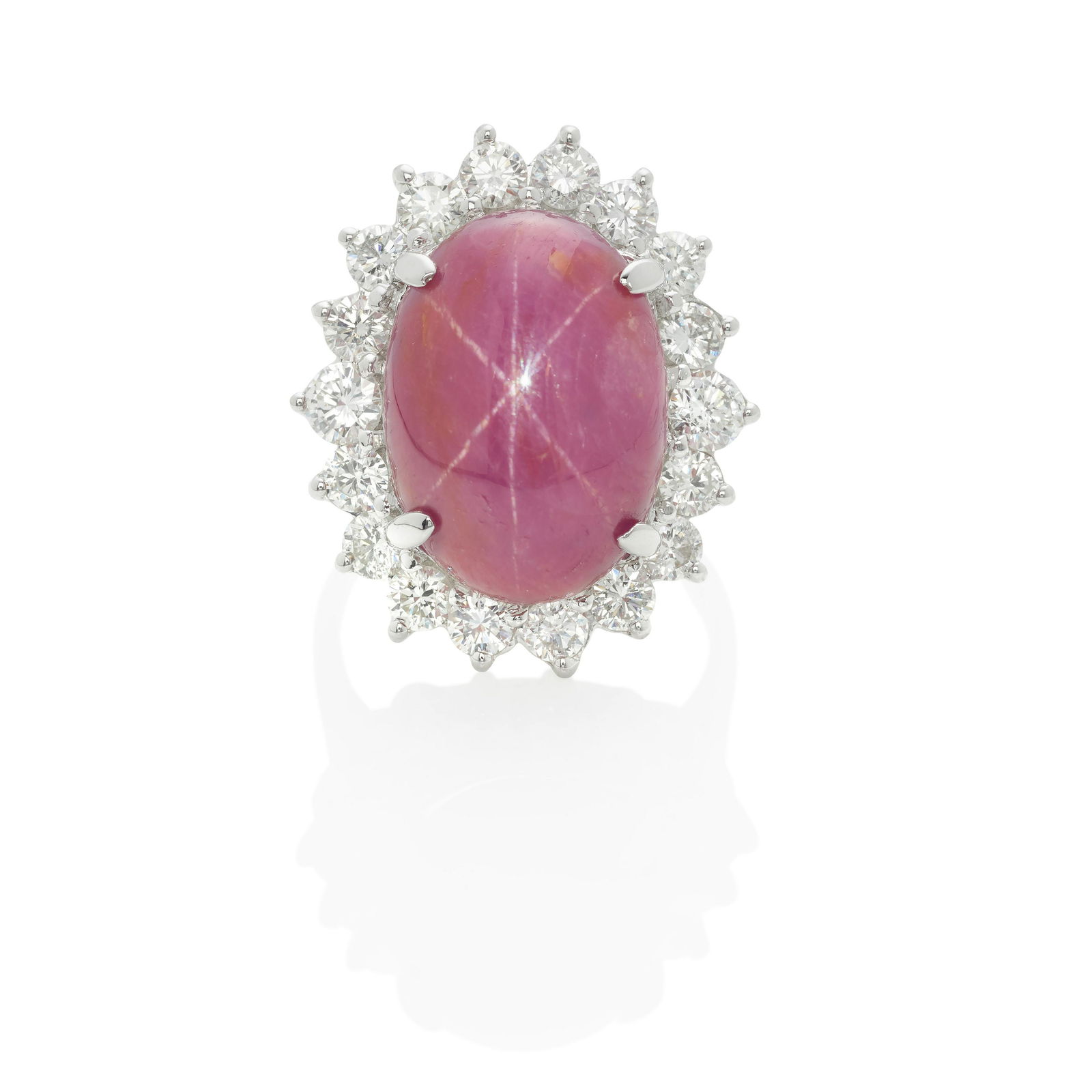 AN 18K WHITE GOLD, RUBY AND DIAMOND RING (1 of 3)