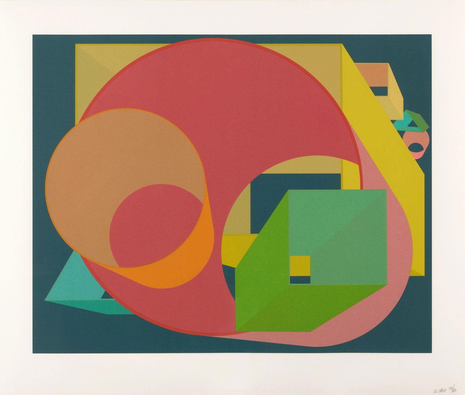 Al Held (1928-2005); Scholes I;: Al Held (1928-2005) Scholes I (PCN.XXIII (May-June 1992), P. 61), 1991 Screenprint in colors on wove paper, signed in pencil and numbered 78/80, with the blindstamp of the publisher Mezzanine Gallery,