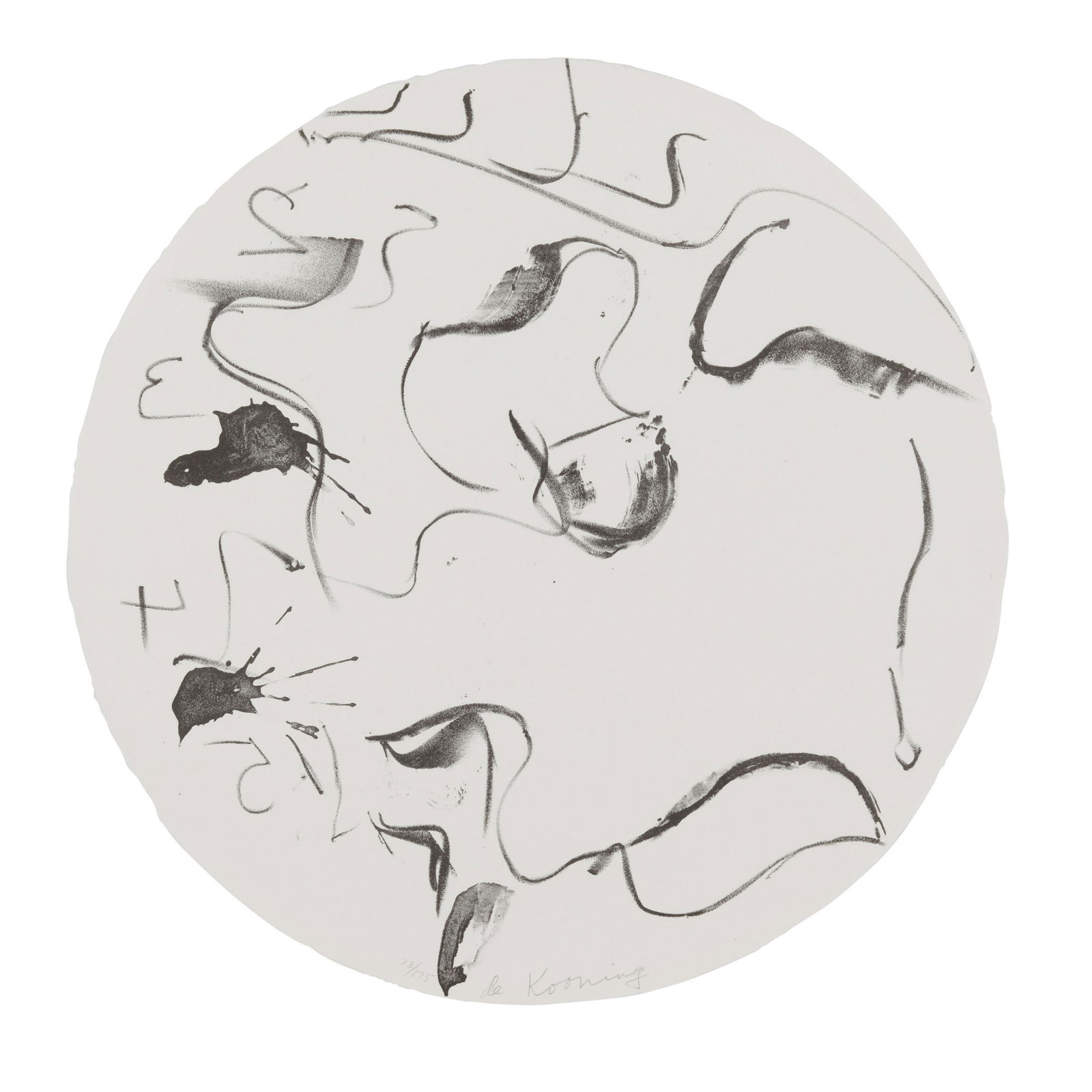 Willem de Kooning (1904-1997); Untitled, from: Willem de Kooning (1904-1997) Untitled, from Self-Portrait in a Convex Mirror, 1984 Lithograph on wove paper, signed in pencil and numbered 73/175, with the blindstamp of the publisher Arion Press, Sa