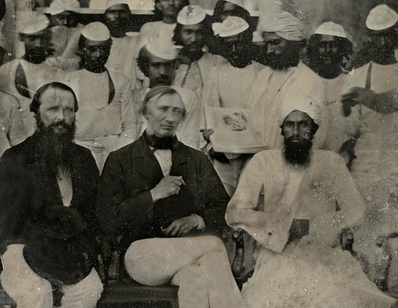 MURRAY (JOHN) Group portrait, including Dr. John: MURRAY (JOHN) Group portrait, including Dr. John Murray, ambrotype on glass, image 170 x 220mm., [Agra, c.1855] Footnotes: Provenance: Sotheby's, Early Photographs of India: The Archive of Dr John Mu