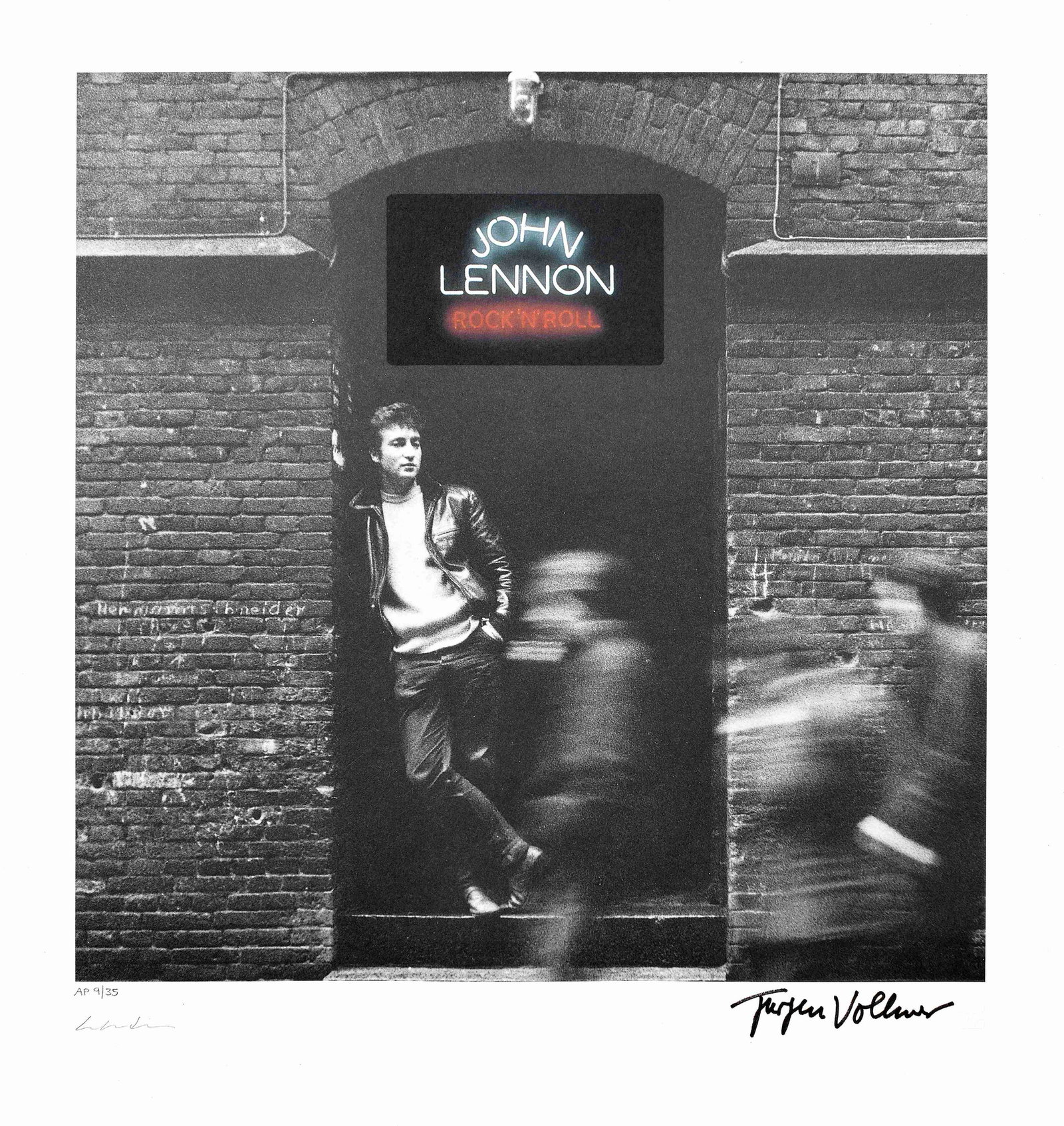 Jurgen Vollmer (German, born 1939) John Lennon in: Jurgen Vollmer (German, born 1939) John Lennon in Hamburg, 1961, printed later archival fine art lithographic print on heavy stock paper, AP 9/35, one of 35 special prints signed by both Vollmer and Y