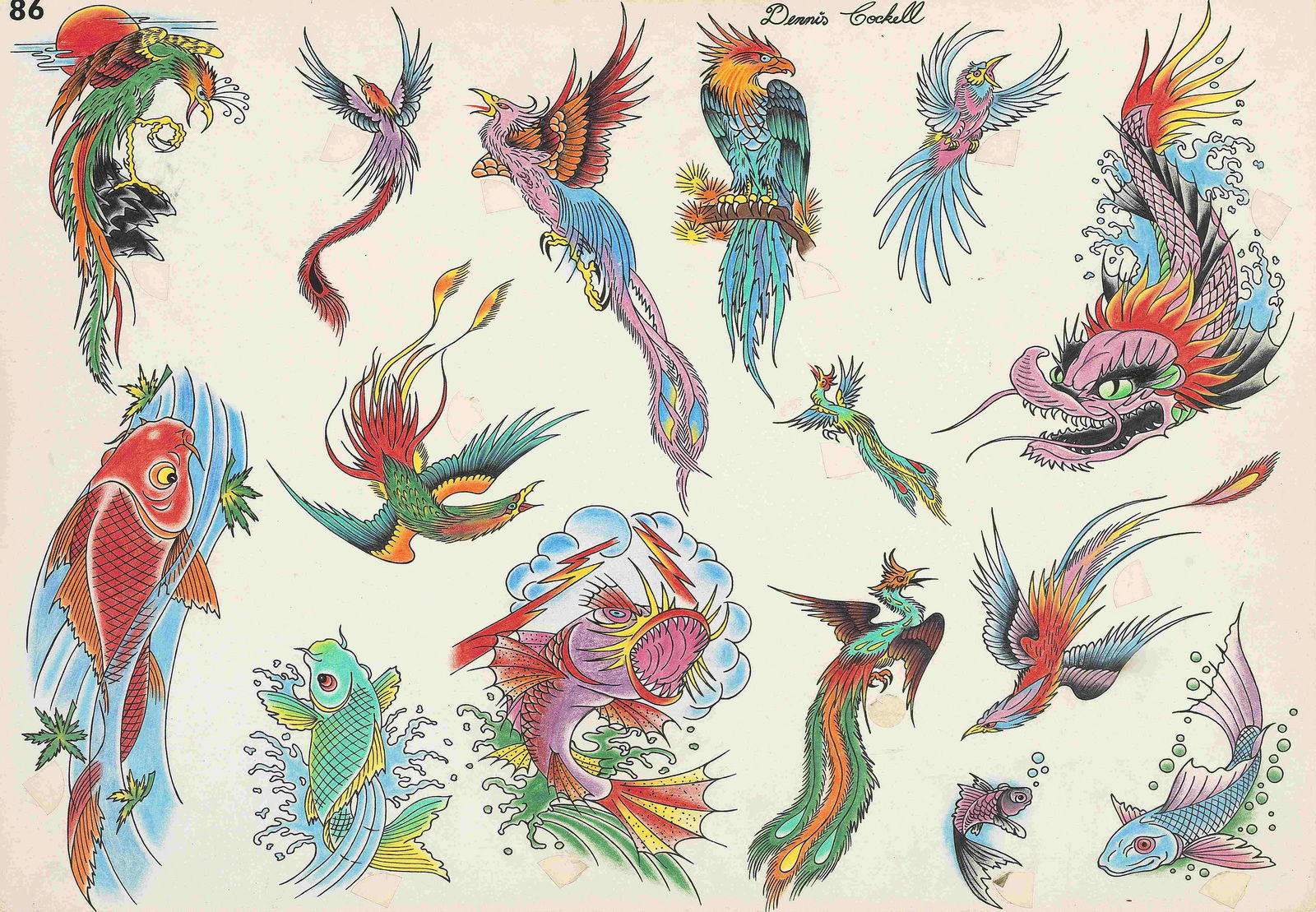 Dennis Cockell A Group of Japanese-Style Tattoo Flash, (1 of 7)