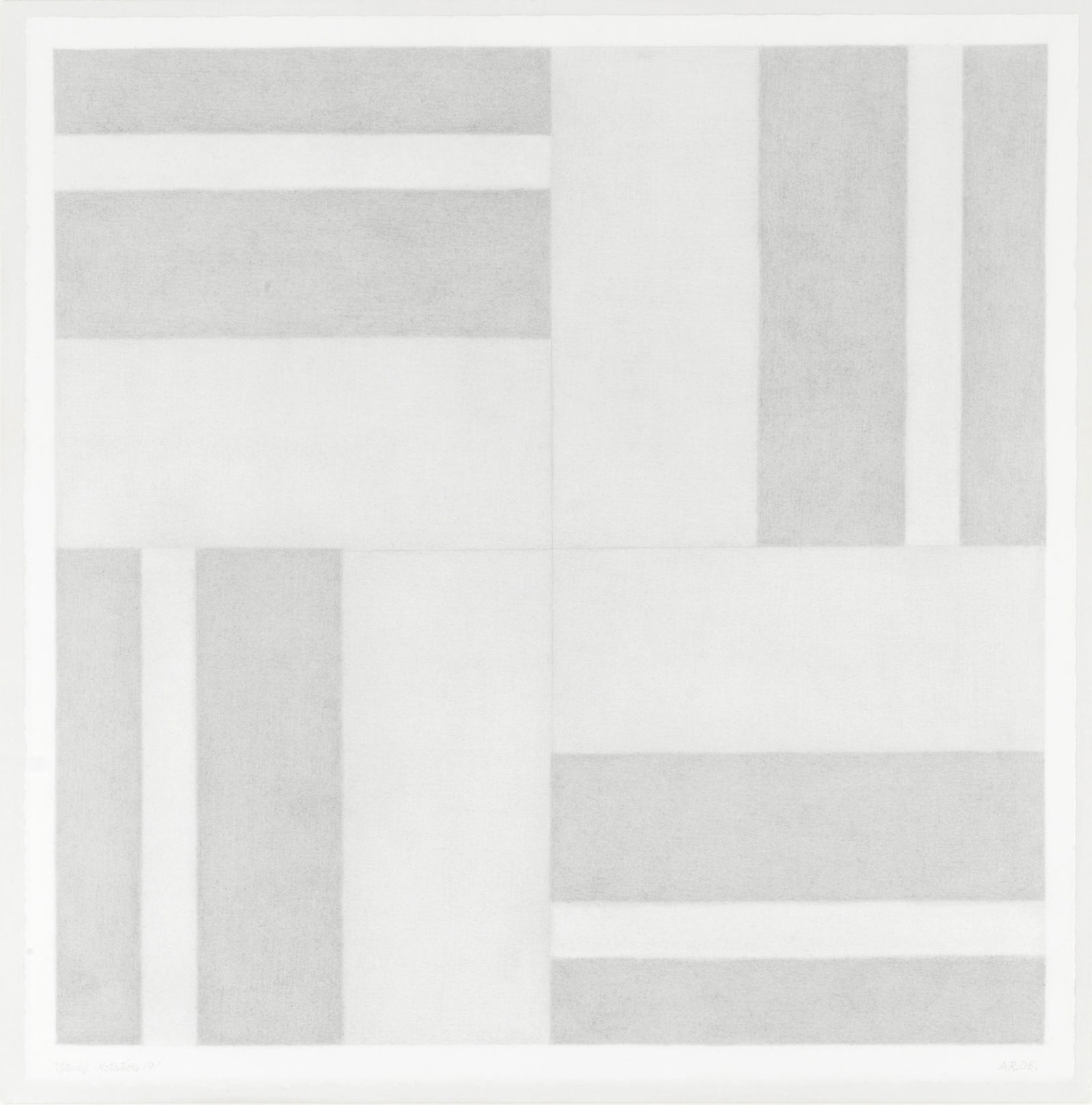 Alan Reynolds (British, 1926-2014) Study Rotation 19,: Alan Reynolds (British, 1926-2014) Study Rotation 19, 2005 signed with initials and dated 'AR05.' (lower right), titled 'Study - Rotation 19' (lower left) pencil on paper, laid on card 43.5 x 43.5cm (