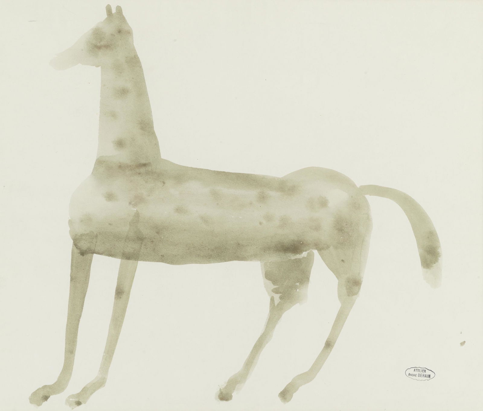 Andre Derain (French, 1880-1954) Portrait of a horse: Andre Derain (French, 1880-1954) Portrait of a horse stamped with artist's studio stamp (lower right) watercolour 31.7 x 38.1cm (12 1/2 x 15in). Footnotes: Provenance With Brook