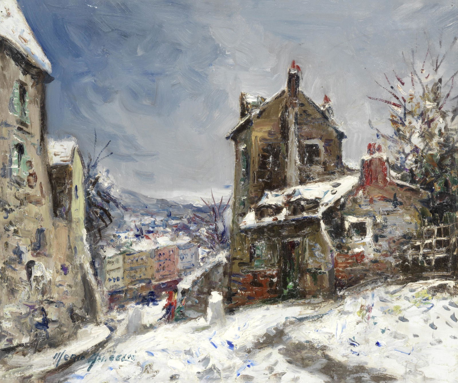 Merio Ameglio (Italian, 1897-1970) Rue de Mont Cenis,: Merio Ameglio (Italian, 1897-1970) Rue de Mont Cenis, Maison de Mimi Pinson signed 'Merio Ameglio' (lower left) oil on canvas 46.1 x 55cm (18 1/8 x 21 5/8in). This lot is subject to the followi