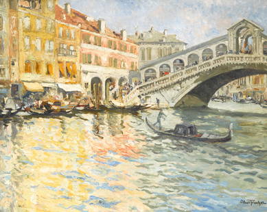 LOUIS ABEL-TRUCHET (French, 1857-1918) Rialto, Venice: Louis Abel-Truchet (French, 1857-1918) Rialto, Venice signed 'Abel Truchet' (lower right) oil on canvas 25 3/4 x 32 in (65.4 x 81.3 cm) Footnotes: Provenance The Greenwich Gallery, Greenwich.