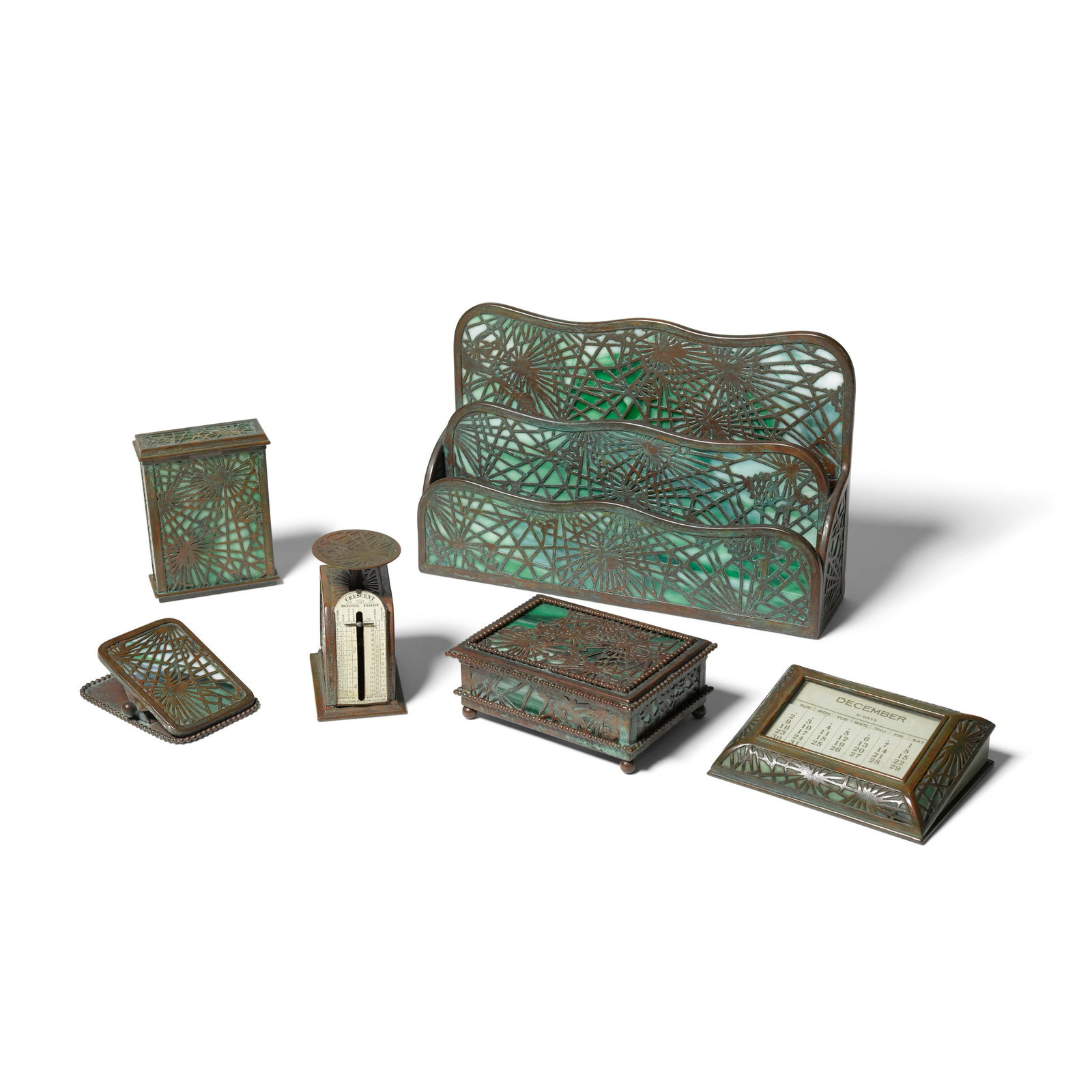 Tiffany Studios (1899-1930) Pine Needle Desk Set circa (1 of 1)