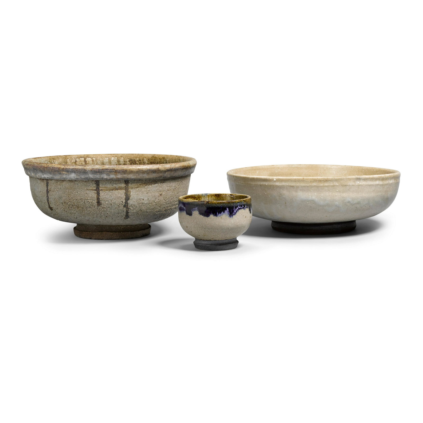 Stan Bitters (born 1936) Group of Three Footed: Stan Bitters (born 1936) Group of Three Footed Bowls glazed stoneware, each signed 'Bitters' on the underside height of tallest 6in (15.2cm); diameter 14in (36cm) Footnotes: Provenance Estate of Rober
