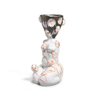 Akio Takamori (1950-2017) Seated Woman Vase1993glazed: Akio Takamori (1950-2017) Seated Woman Vase 1993 glazed porcelain, signed 'akio' on underside height 18 1/2in (47.5cm); width 8in (20cm); depth 9in (23cm)