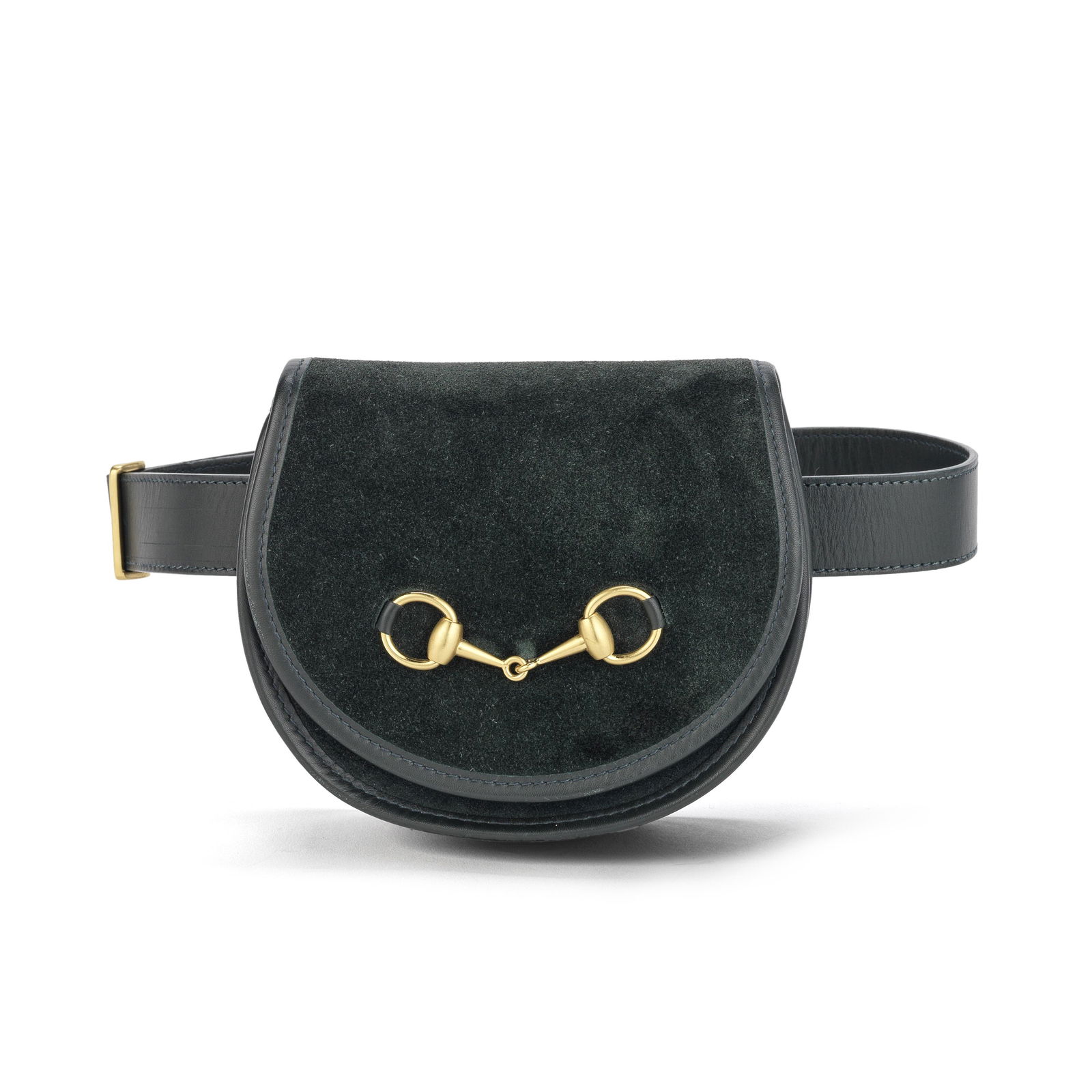 GUCCI: A GREEN SUEDE HORSEBIT BELT BAG 1990s (includes dust bag) (1 of 1)