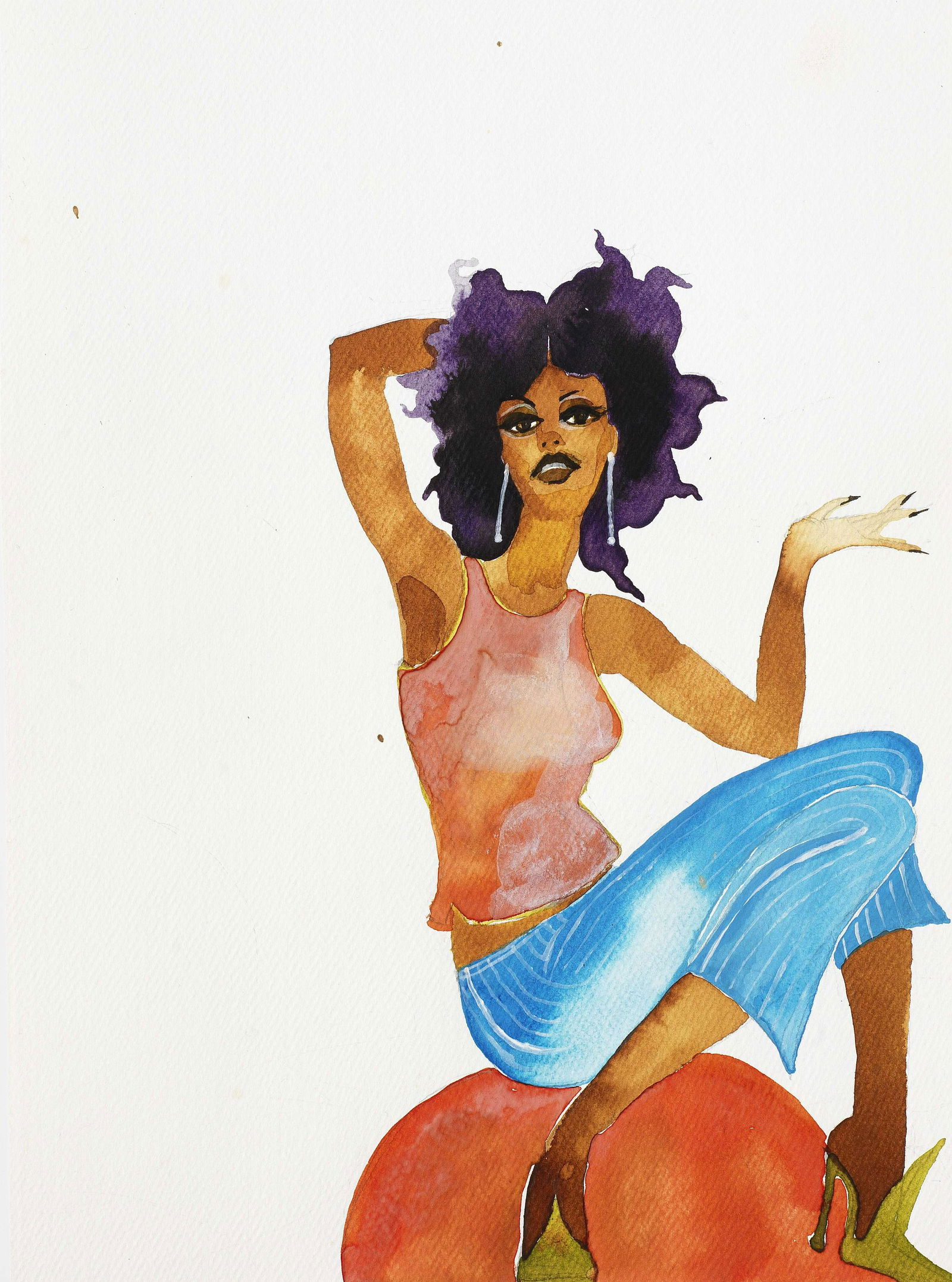 Wangechi Mutu (Kenyan, born 1972) Studies of Crystal Waters (i-iii): ((3)): Wangechi Mutu (Kenyan, born 1972) Studies of Crystal Waters (i-iii): (i) watercolour on card 30.5 x 22cm (12 x 8 11/16in). (ii) watercolour and foil on card 29.5 x 22cm (11 5/8 x 8 11/16in). (iii) ink