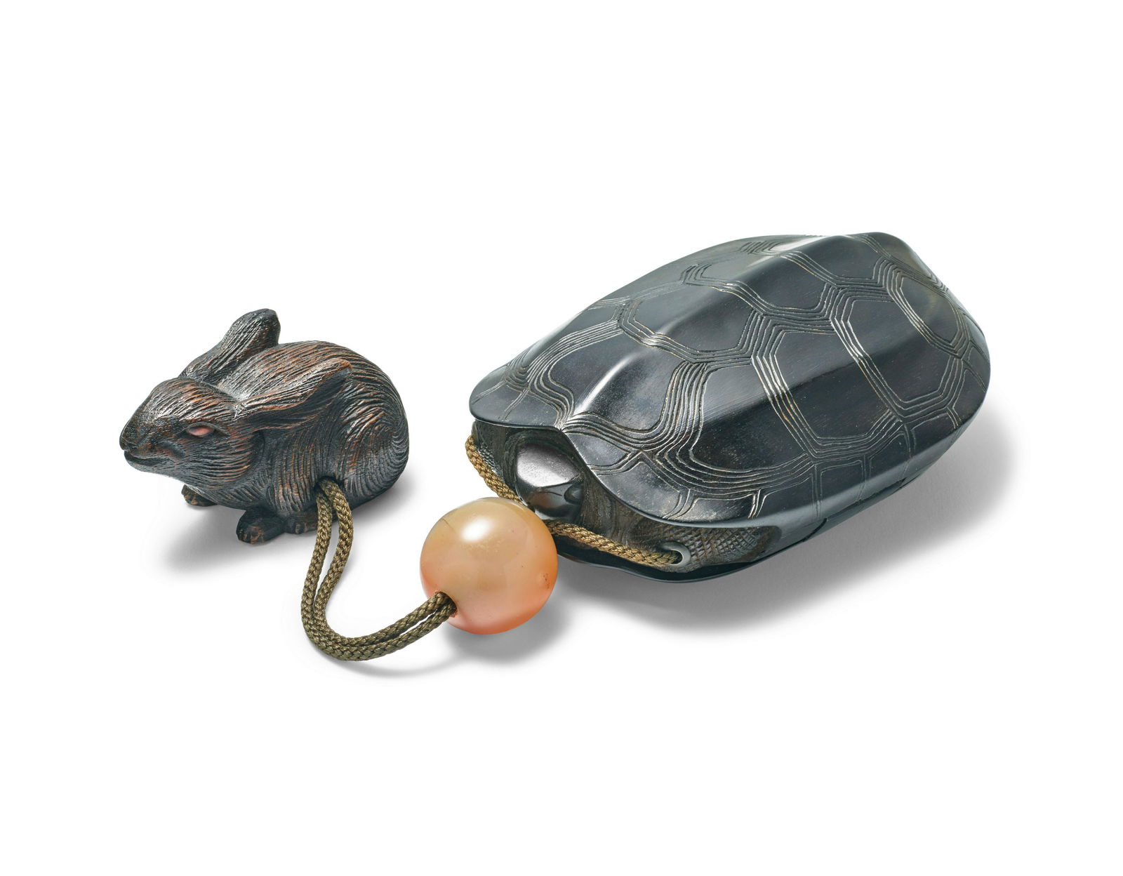 NOBUTAKA (ACTIVE LATE 19TH CENTURY) A hardwood tonkotsu (tobacco box)Meiji era (1868-1912), late... (1 of 1)