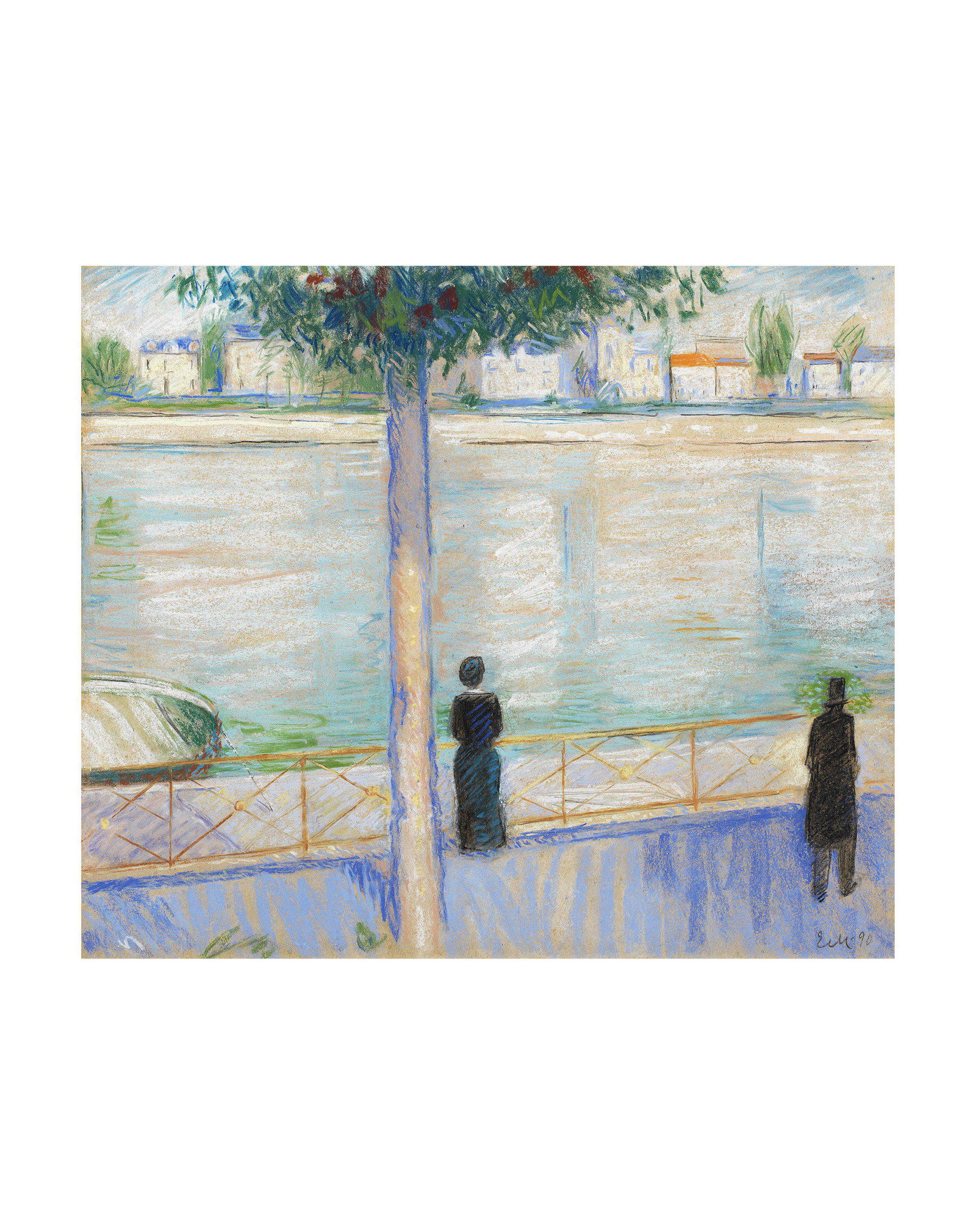 EDVARD MUNCH (1863-1944) Figurer ved Seinen i Saint-Cloud (Executed in 1890): EDVARD MUNCH (1863-1944) Figurer ved Seinen i Saint-Cloud signed with the artist's initials and dated 'EM. 90' (lower right) pastel on paper 30.2 x 35cm (11 7/8 x 13 3/4in). Executed in 1890