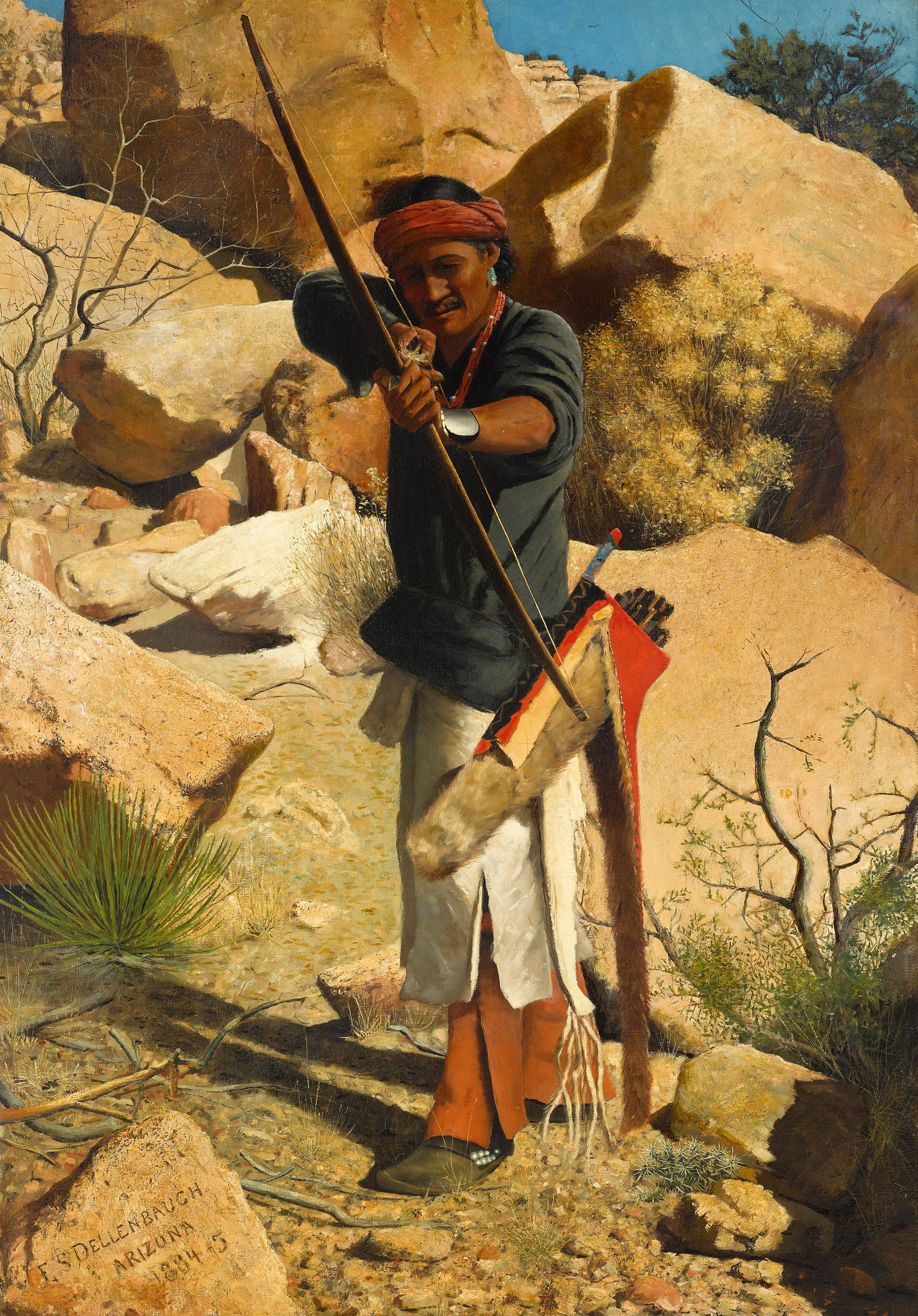 Frederick Samuel Dellenbaugh (1854-1935) Navajo Indian 60 x 42 in. framed 64 x 46 1/2 in. (1 of 3)