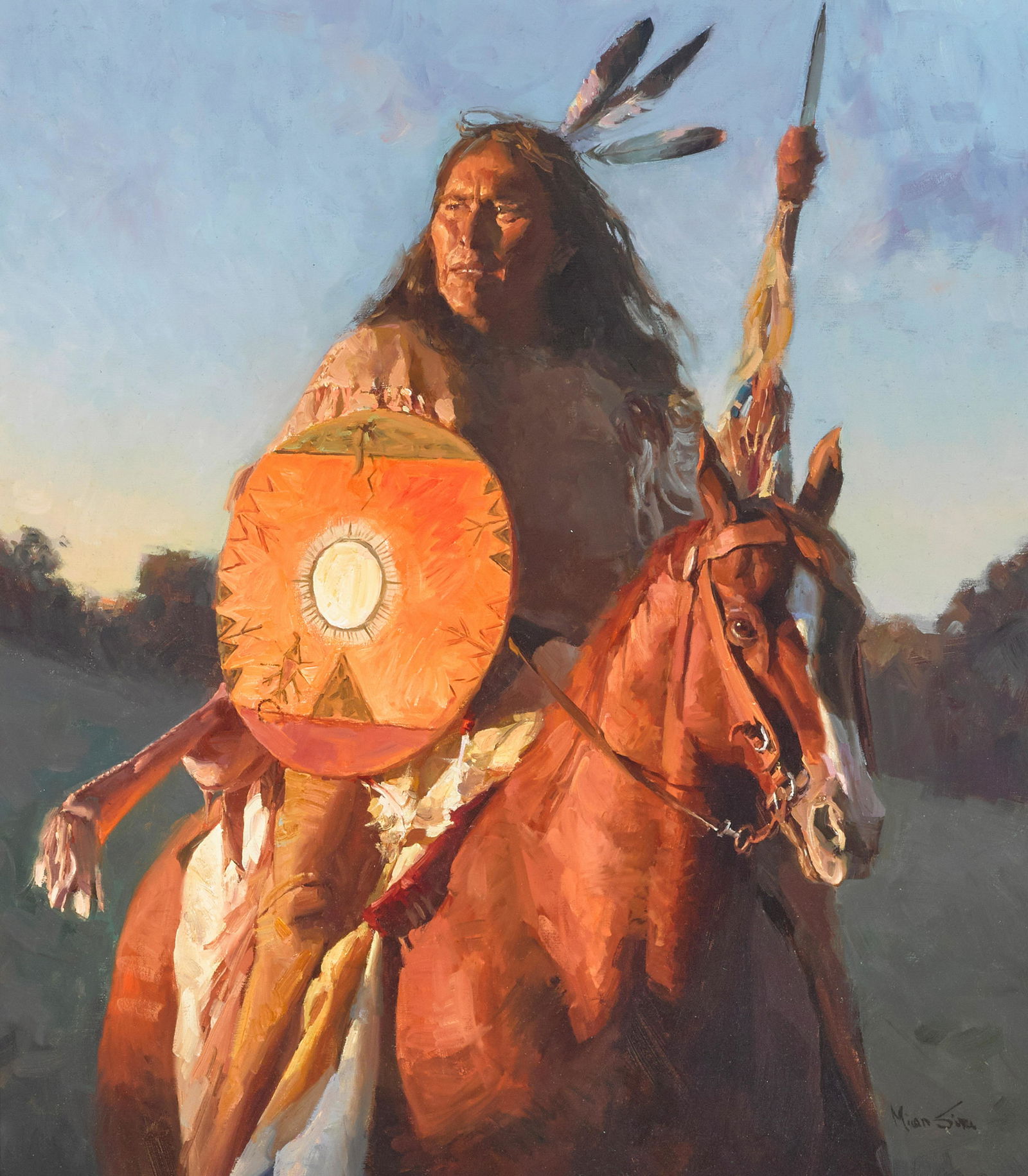 Mian Situ (born 1953) Alert at Dusk 23 x 20 in. framed 30 x 27 in. (1 of 3)