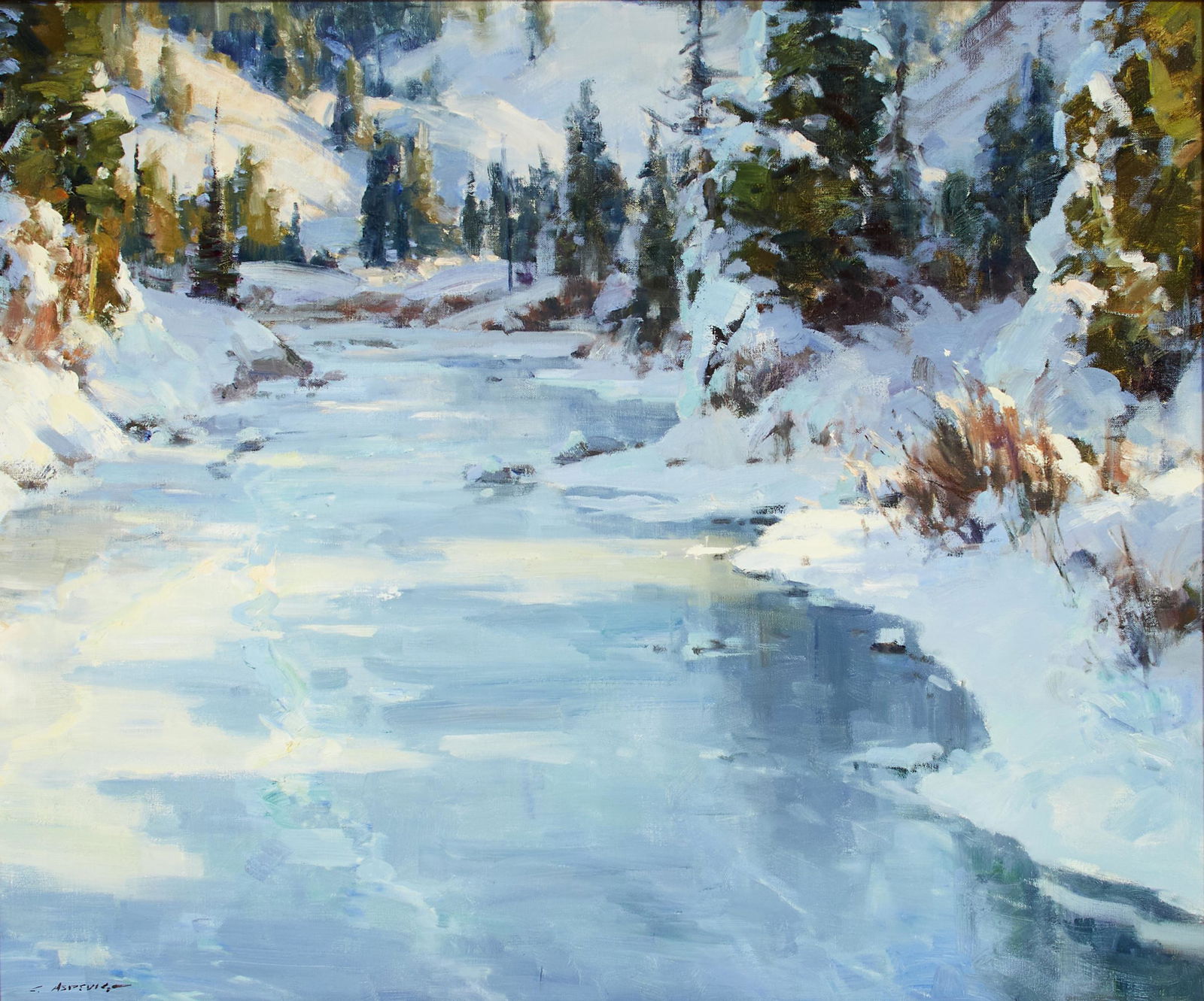 Clyde Aspevig (born 1951) Middle of Winter 30 x 36 in. framed 37 x 43 in.: Clyde Aspevig (born 1951) Middle of Winter signed 'C. ASPEVIG' (lower left) and titled on a label (on the stretcher bars) oil on canvas 30 x 36 in. framed 37 x 43 in. Footnotes: Provenance