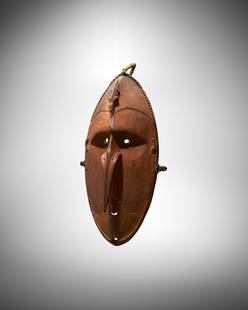 Mask, Ramu River Delta Region, Papua New Guinea: Mask, Ramu River Delta Region, Papua New GuineaWood, shell eyes, plant fiber; natural pigmentsHeight 20 1/2in (52cm)ProvenanceKirby Kallas Lewis, Lewis Wara Gallery, SeattleCalifornia Private