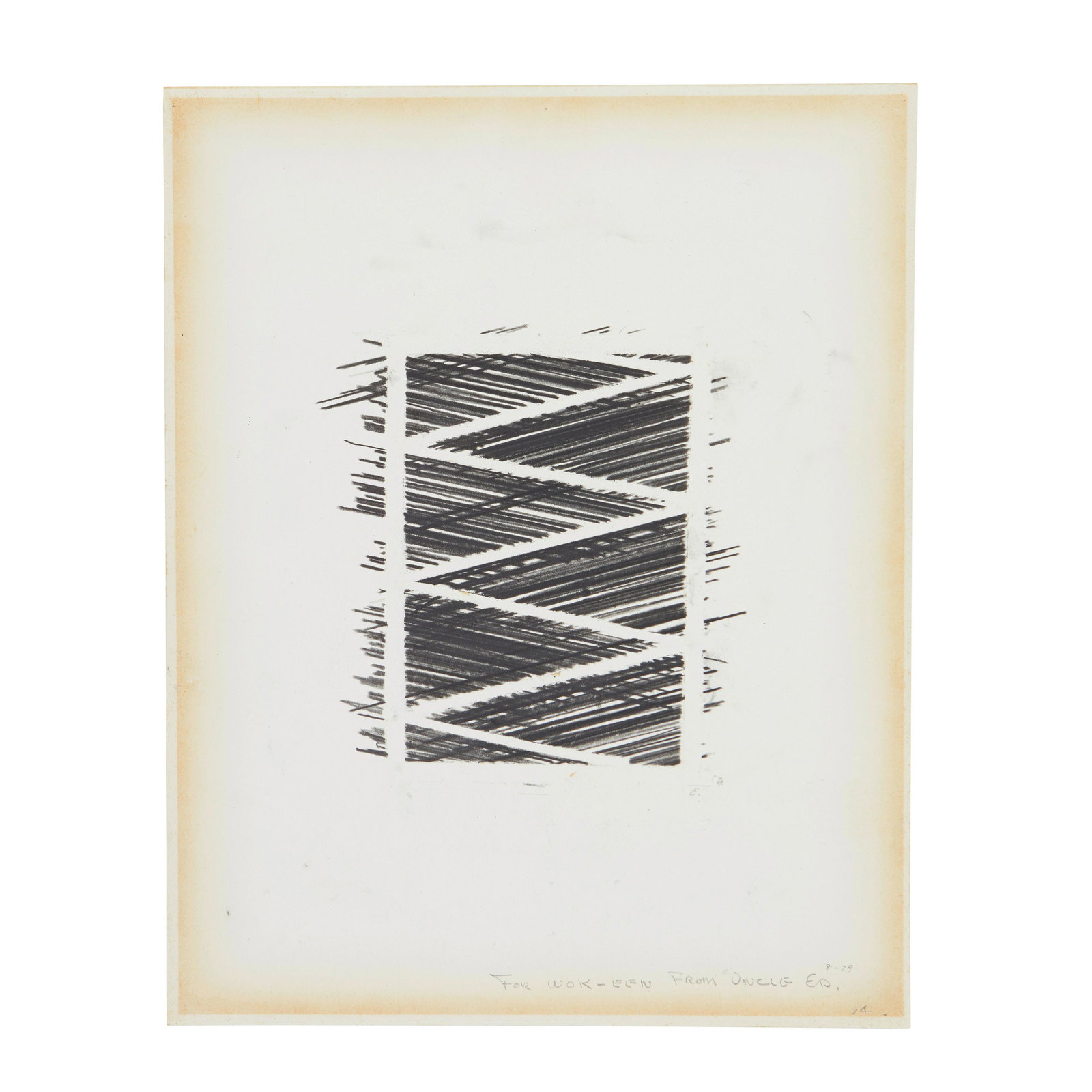 ED MOSES (1926-2018) Untitled, 1974: ED MOSES (1926-2018) Untitled, 1974 signed with the artist's initial, dedicated and dated twice '74/E. 74' (lower right) graphite on paper 14 x 11 in. 35.6 x 27.9 cm. Footnotes: Provenance