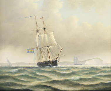 Timothy Franklin Ross Thompson (British, born 1951) A Royal Navy brig outward bound off the Needles: Timothy Franklin Ross Thompson (British, born 1951) A Royal Navy brig outward bound off the Needles signed 'Tim Thompson' (lower left) oil on canvas 45.7 x 55.9cm (18 x 22in). Footnotes: