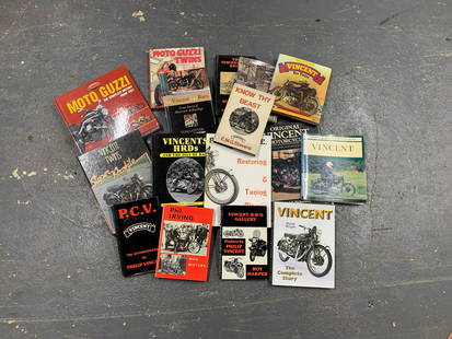A selection of Vincent books ((Qty)): A selection of Vincent booksincluding 'Know thy beast'; 'Vincent in the barn'; 'Phil Irving - Rich Mixture' and other assorted books including some for other marques. (Qty)Lot to be sold without
