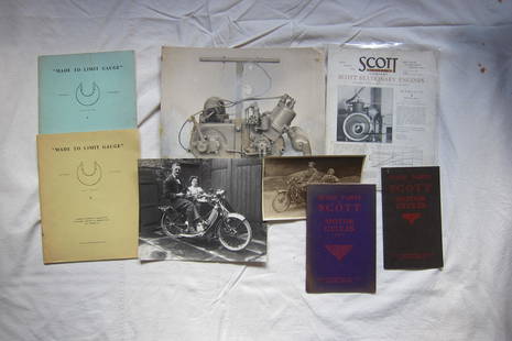 Scott motorcycle literature: Scott motorcycle literaturecomprising parts books for 1913 and 1914, two 'Made to Limit Gauge' No. 1A and No. 2C, a factory brochure for stationary engines and a believed factory photograph, together