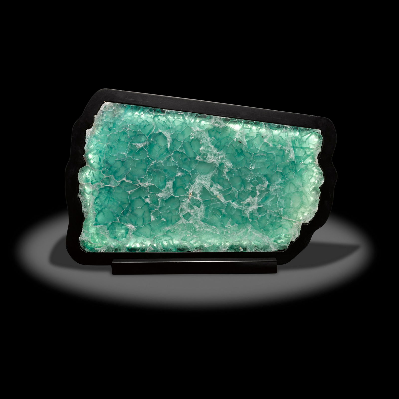 Green Fluorite Illuminated Panel on Custom Stand (1 of 1)