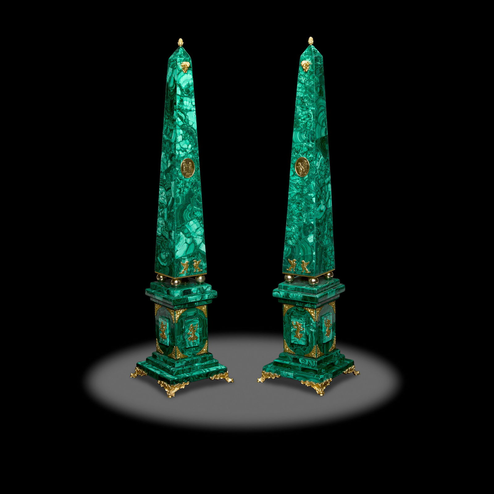 Pair of Empire Style Malachite Obelisks (1 of 5)