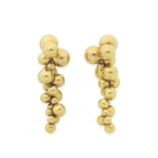 MARINA B: 'ATOMO' PENDENT EARRINGS, CIRCA 1989: MARINA B: 'ATOMO' PENDENT EARRINGS, CIRCA 1989Each cluster of articulating spherical beads graduating in size towards the surmount, signed Marina B, maker's marks MB, length