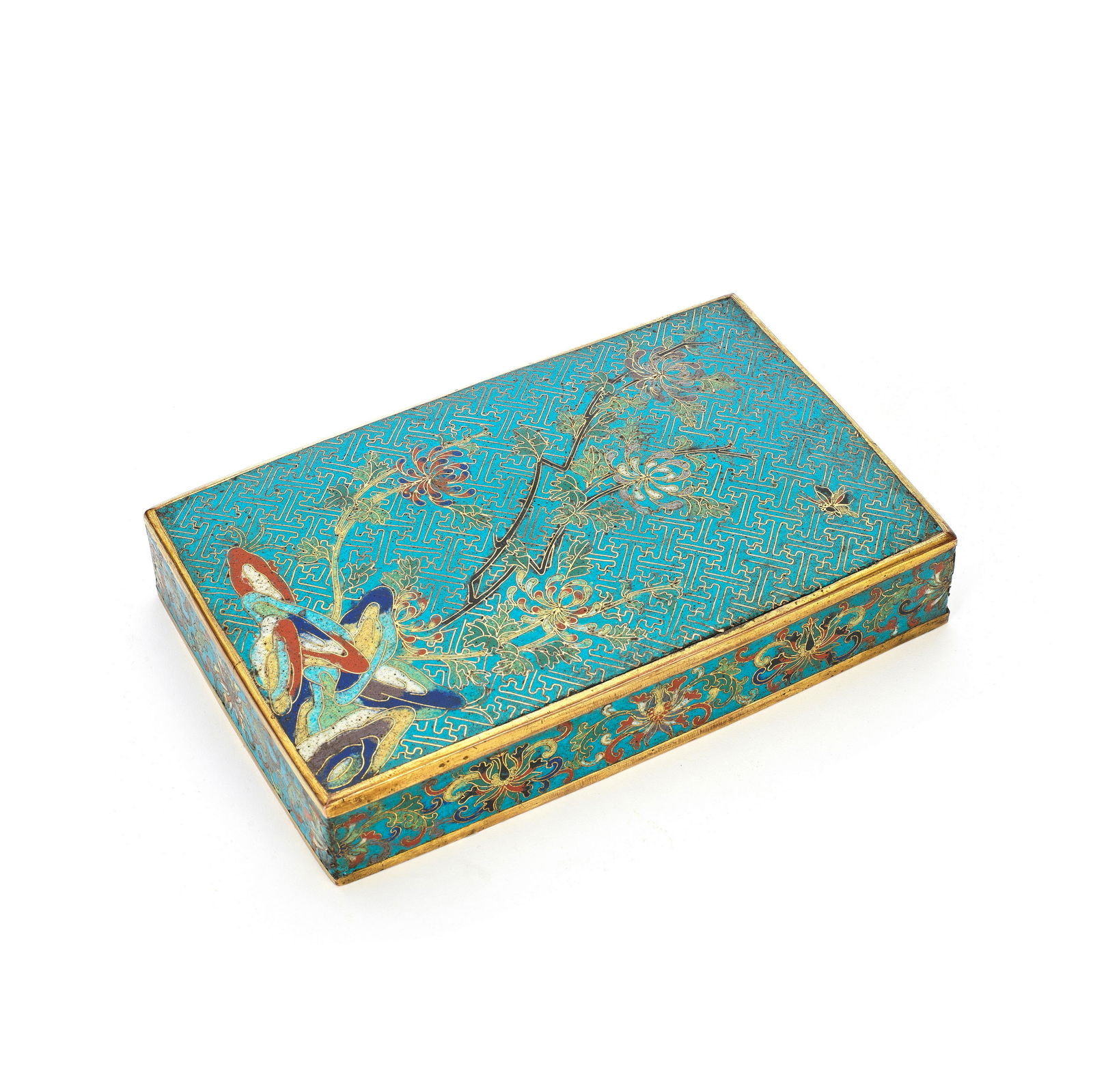 A CLOISONNÉ-ENAMEL RECTANGULAR BOX COVER AND COPPER-ALLOY BOX The cover Qianlong (2) (1 of 1)