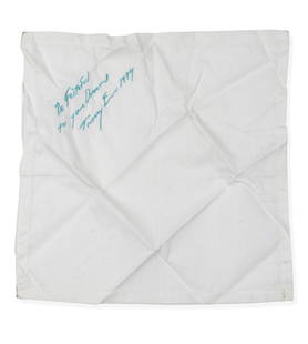 Tracey Emin (British, born 1963) Be Faithful to Your Dreams Embroidered cotton handkerchief, 199...: Tracey Emin (British, born 1963) Be Faithful to Your Dreams Embroidered cotton handkerchief, 1999, with embroidered signature and date, from the edition of an unknown size, published by Momart, London