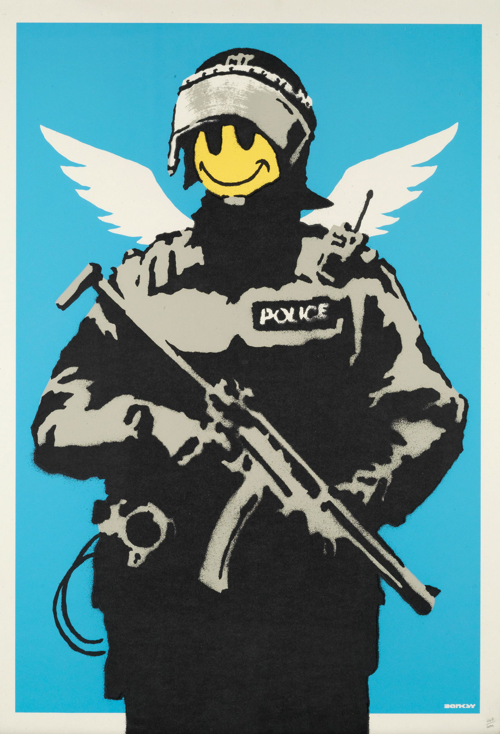 Banksy (British, born 1974) Flying Copper Screenprint in colours, 2004, on wove, numbered 447/60... (1 of 2)